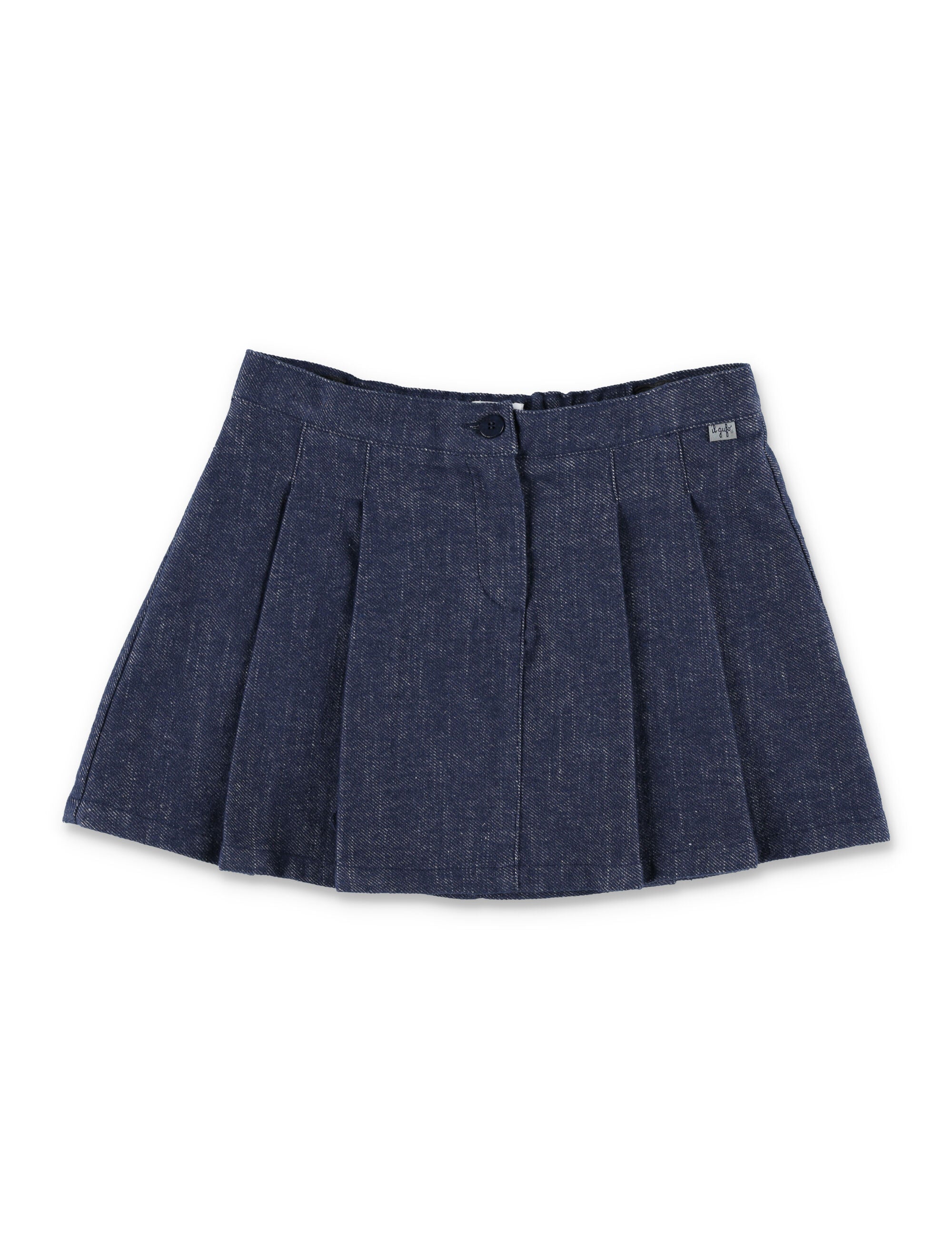 Il Gufo pleated blue denim skirt Cottone