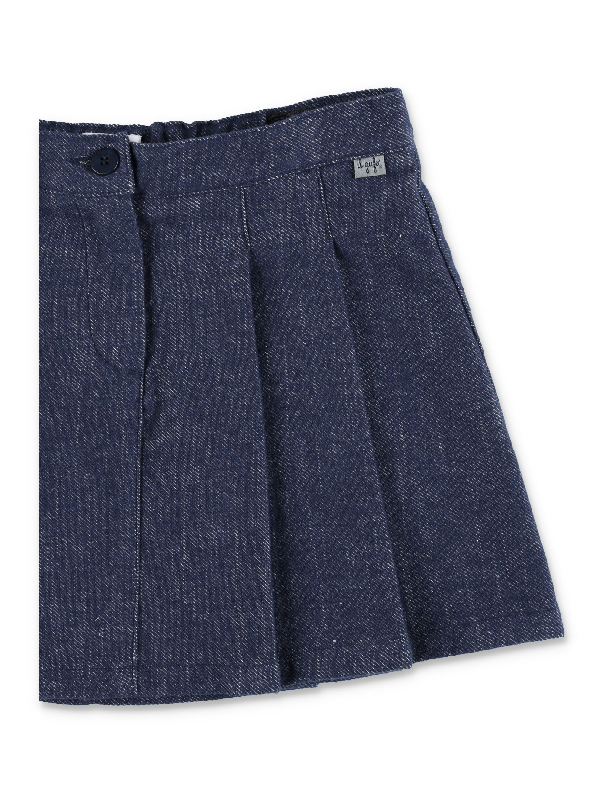Il Gufo pleated blue denim skirt Cottone