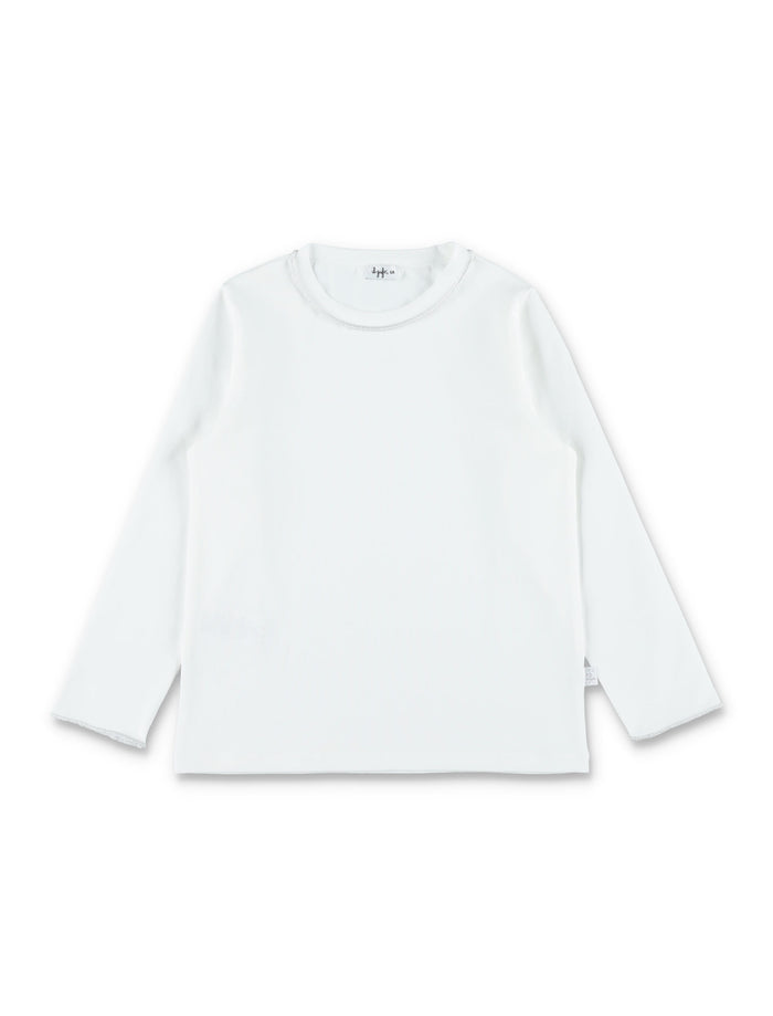 Il Gufo girls cotton jersey t-shirt with contrast trim White Cottone