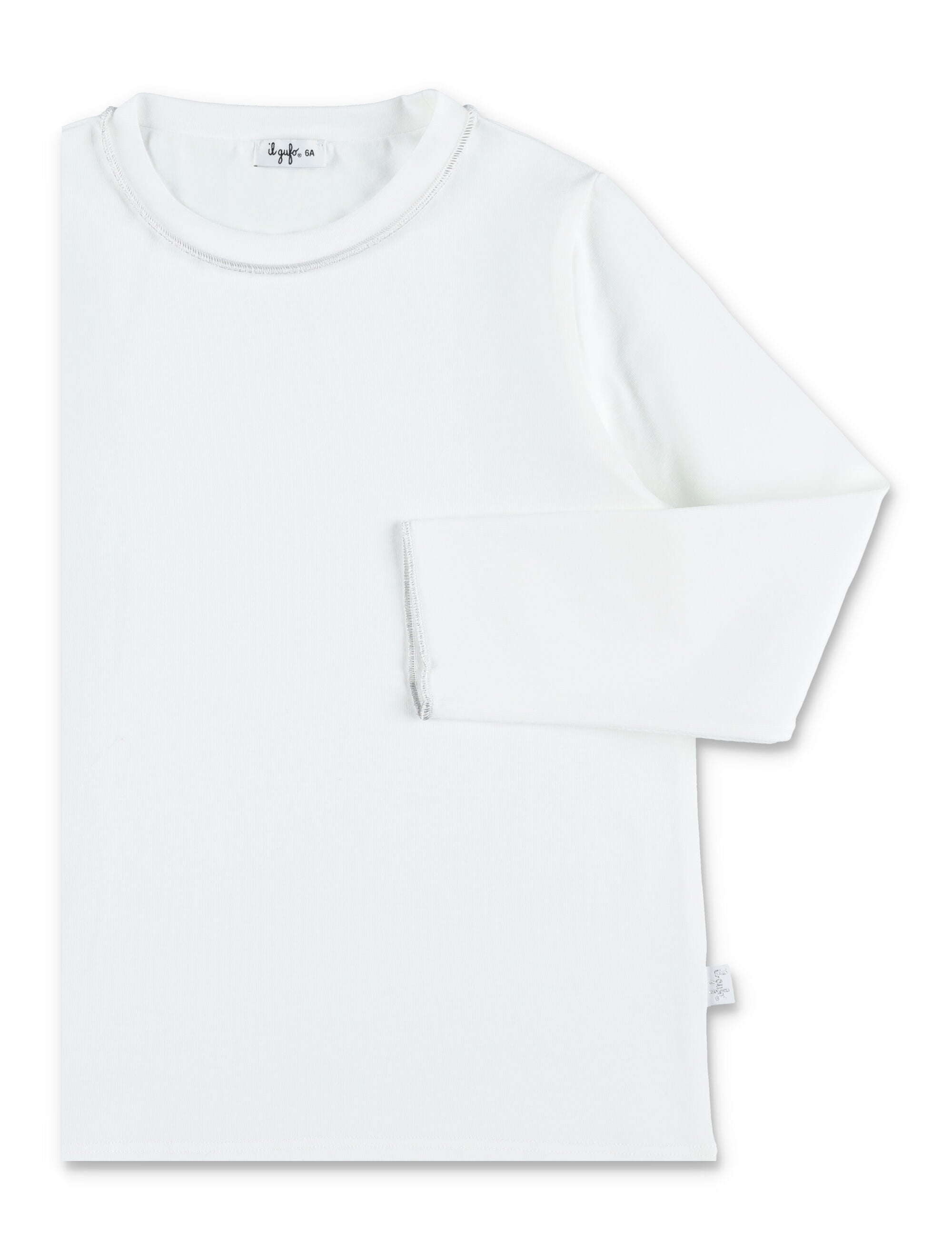 Il Gufo girls cotton jersey t-shirt with contrast trim White Cottone