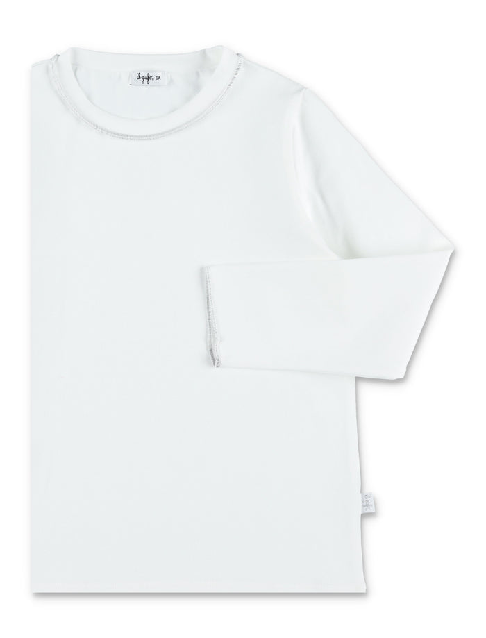 Il Gufo girls cotton jersey t-shirt with contrast trim White Cottone