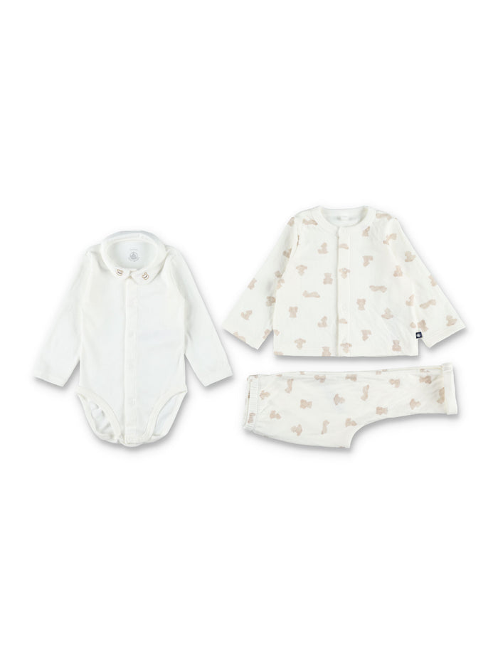 Kid - Teddy Bear 3-piece gift set White Cotton