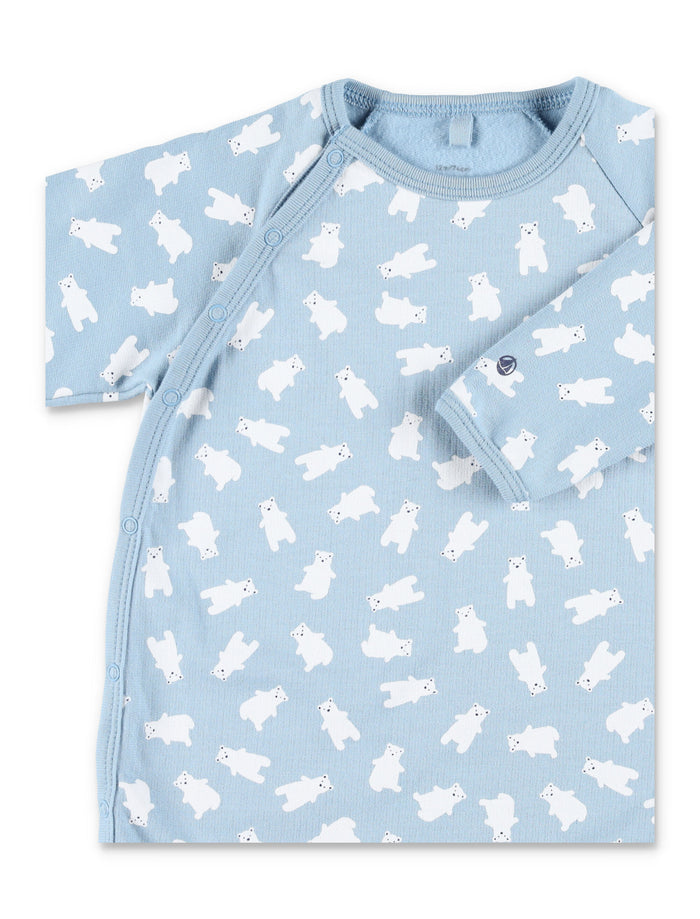 Petit Bateau baby brushed fleece pyjama suit with bear print Blue Cotton Pyjamas
