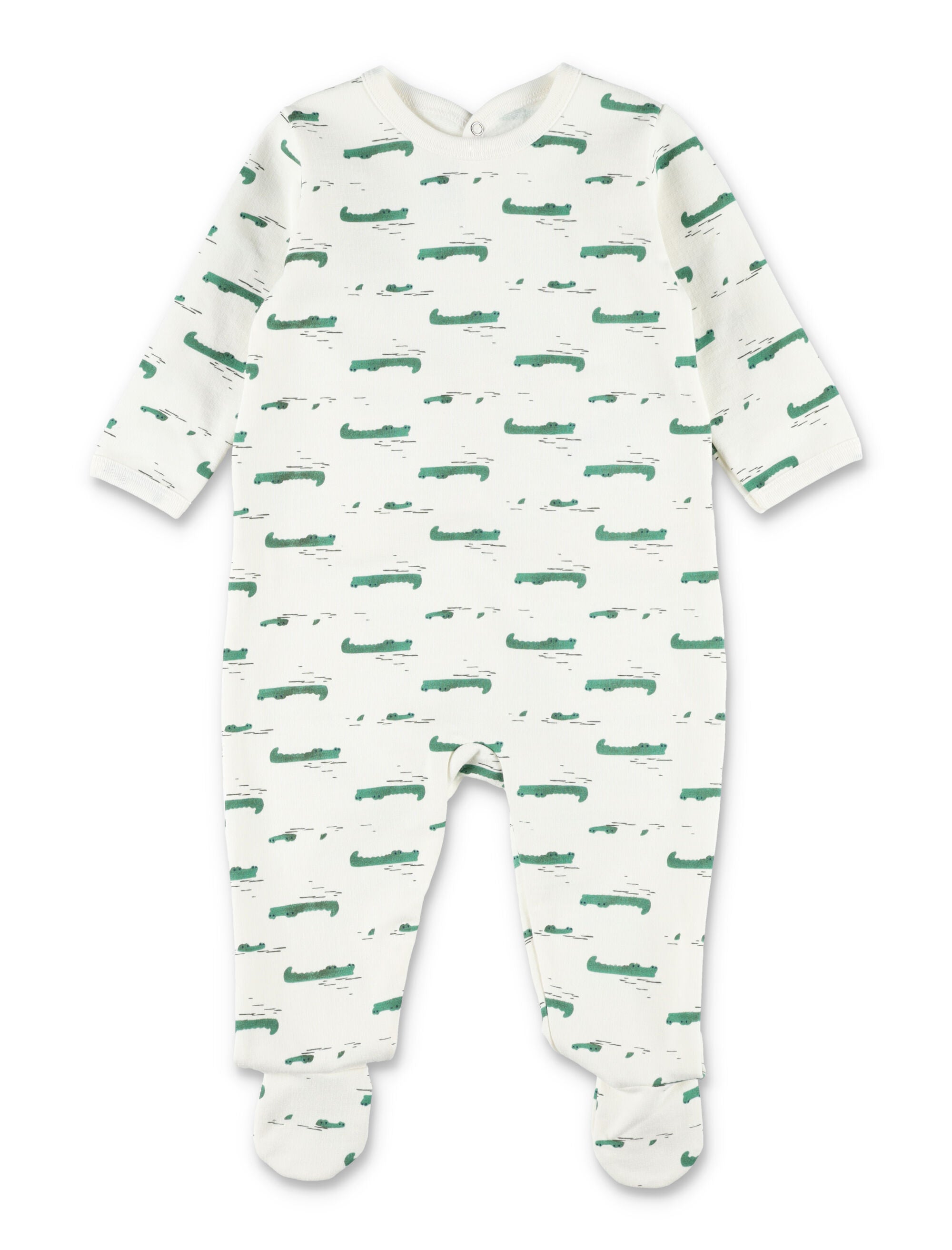 Petit Bateau fleece cotton baby suit with crocodile print White Pyjamas