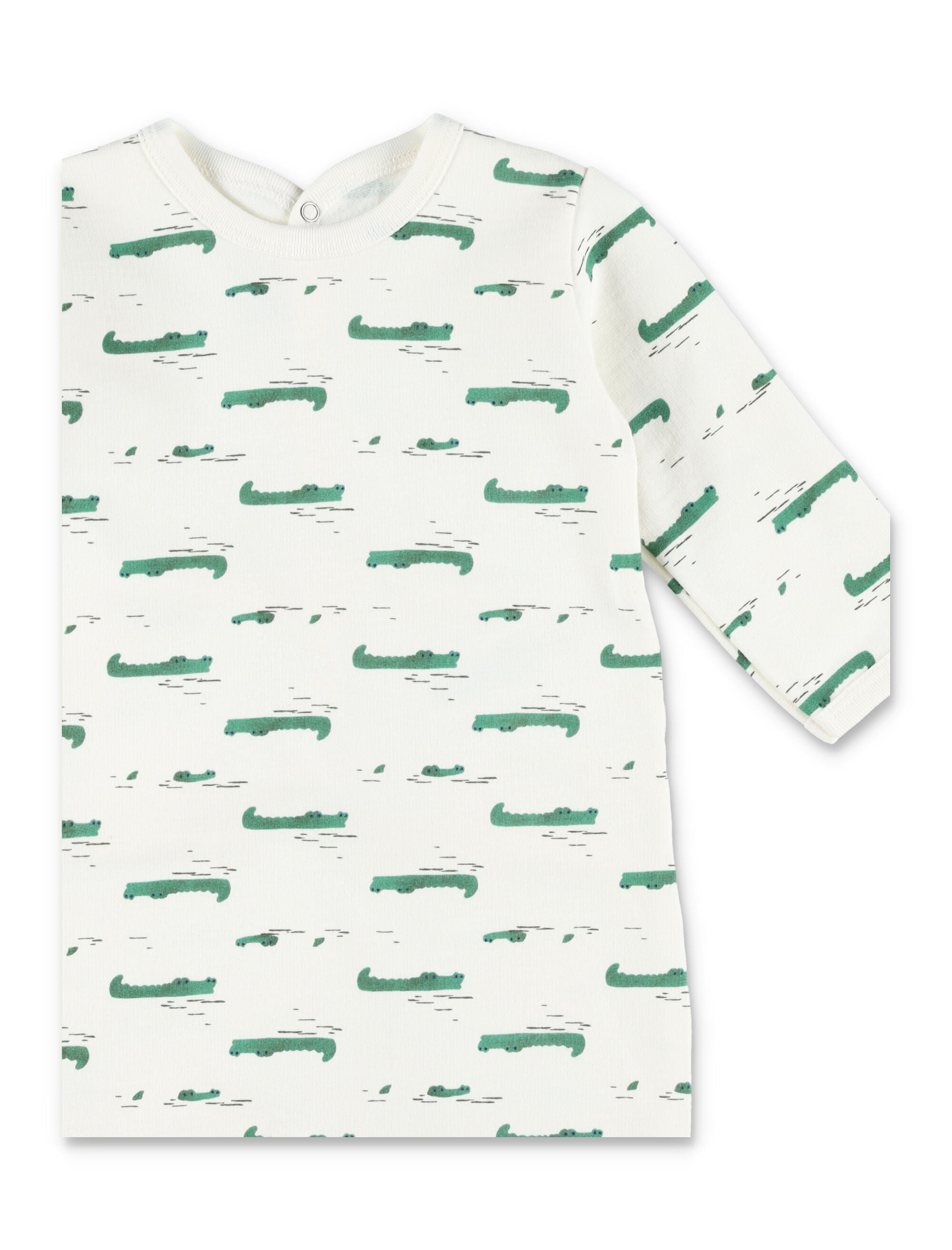 Petit Bateau fleece cotton baby suit with crocodile print White Pyjamas