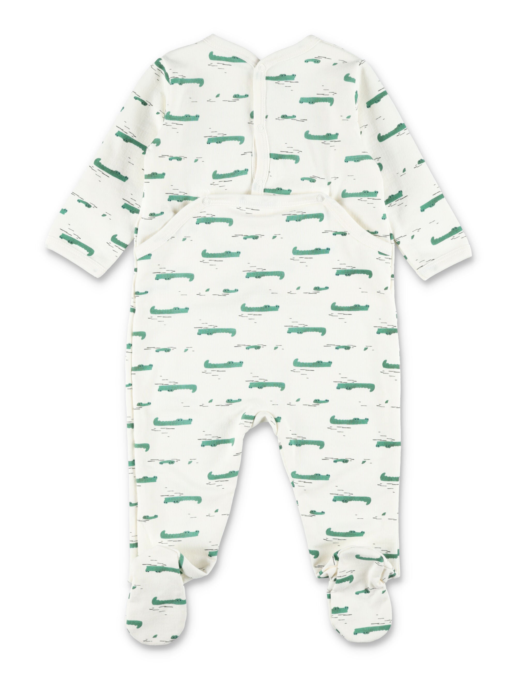 Petit Bateau fleece cotton baby suit with crocodile print White Pyjamas