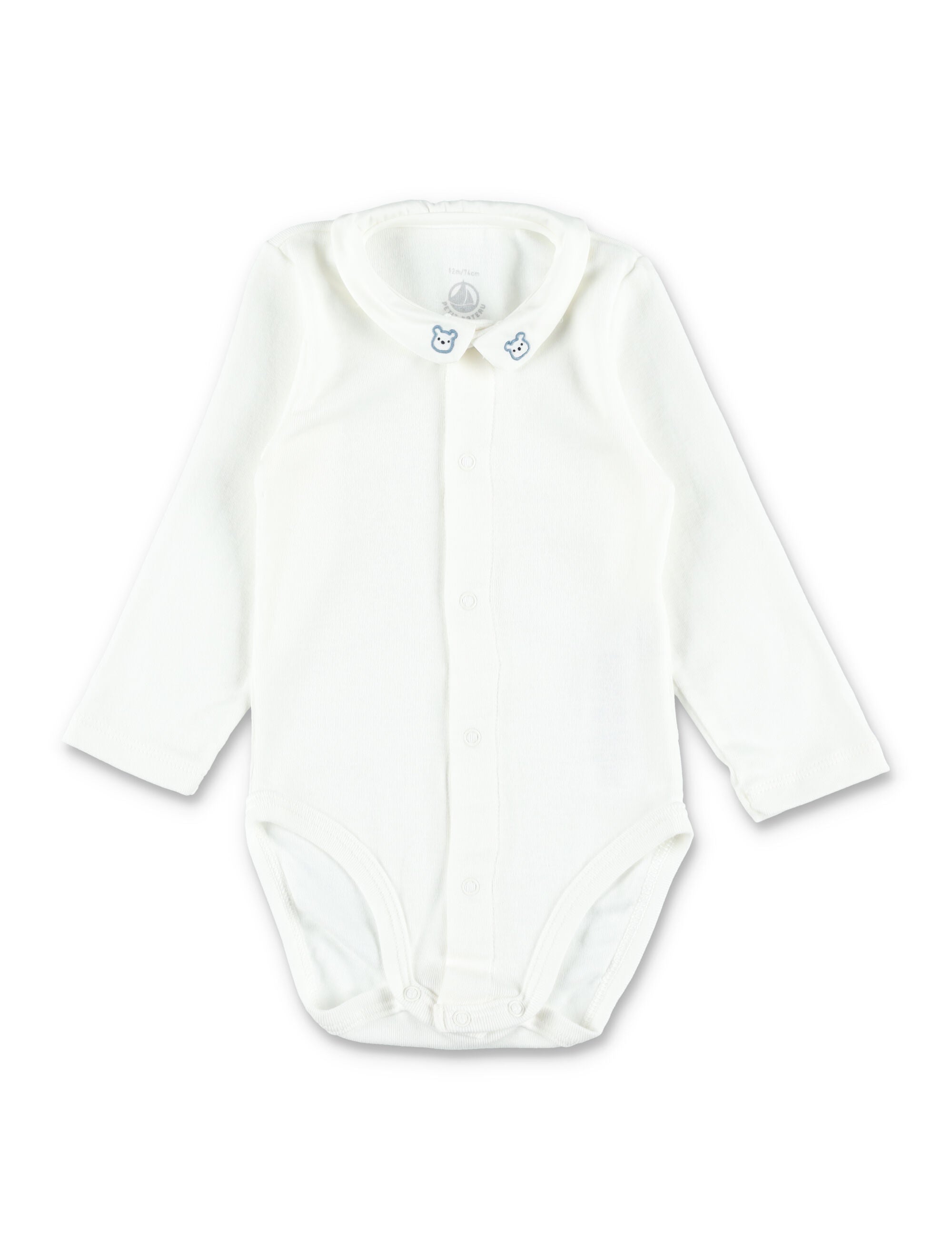Petit Bateau Baby velour three-piece set with embroidered bear Blue Cotton