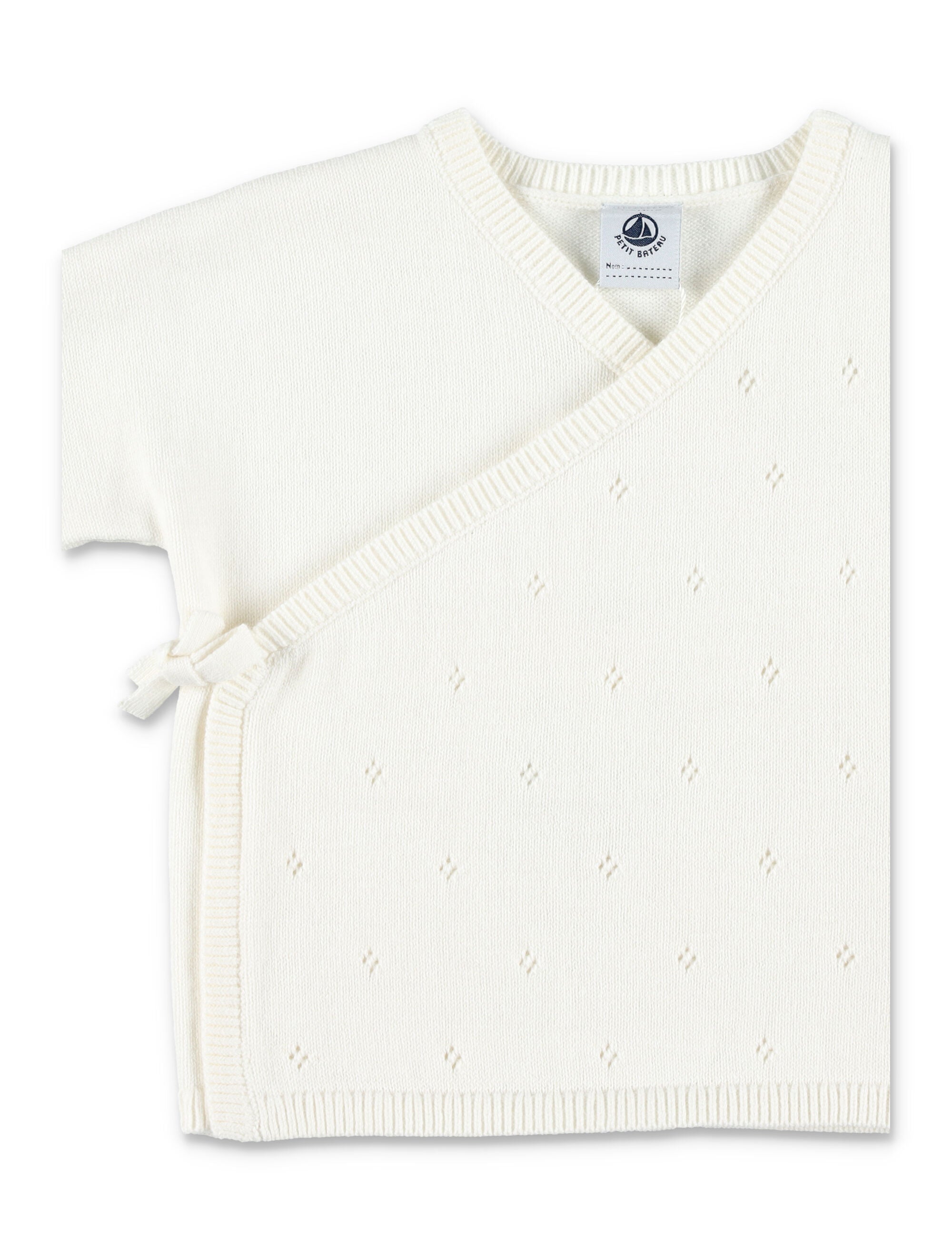 Kid - Openwork knit wrapover top White Wool Sweater