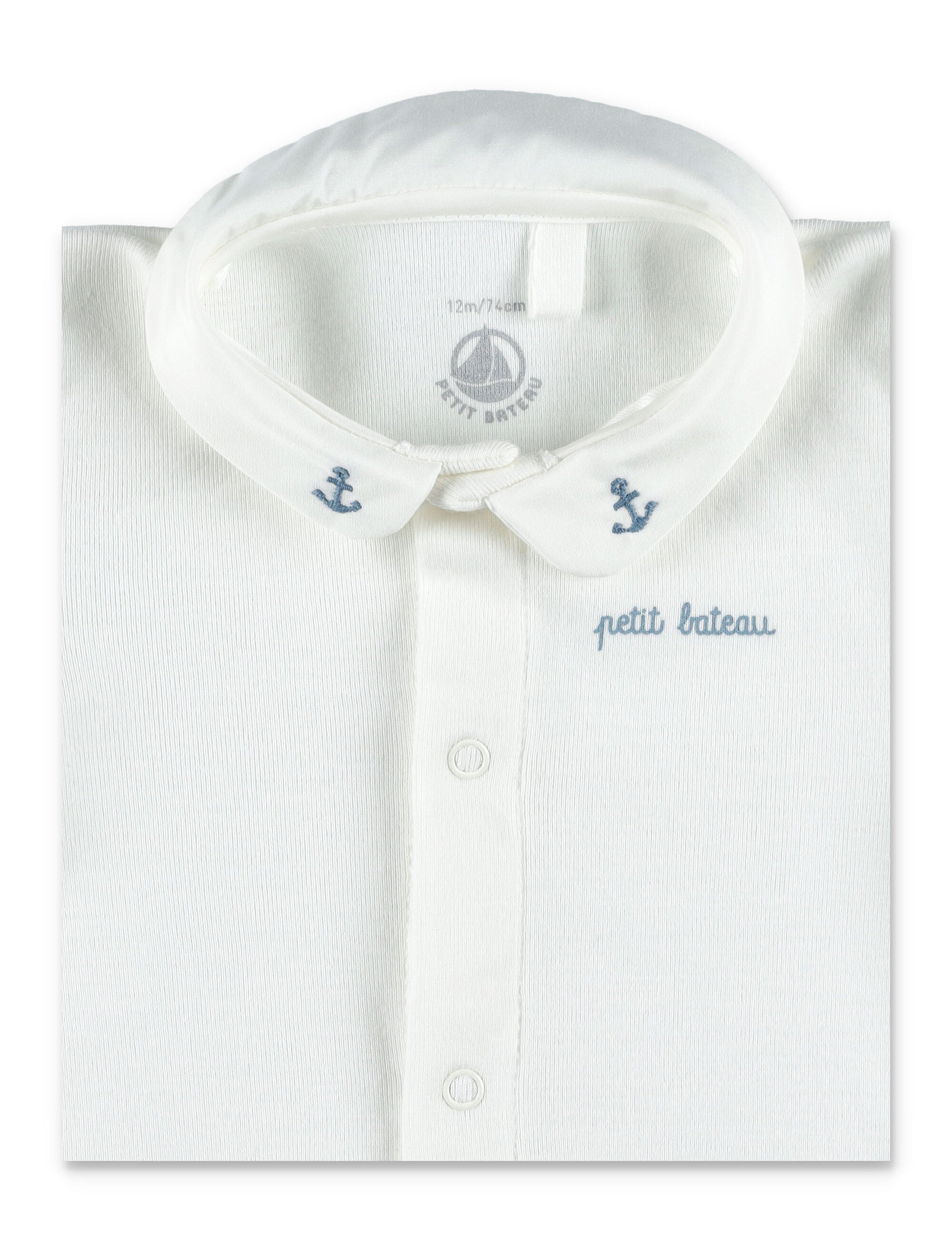Kid - Embroidered collar body White Cotton Bodysuit