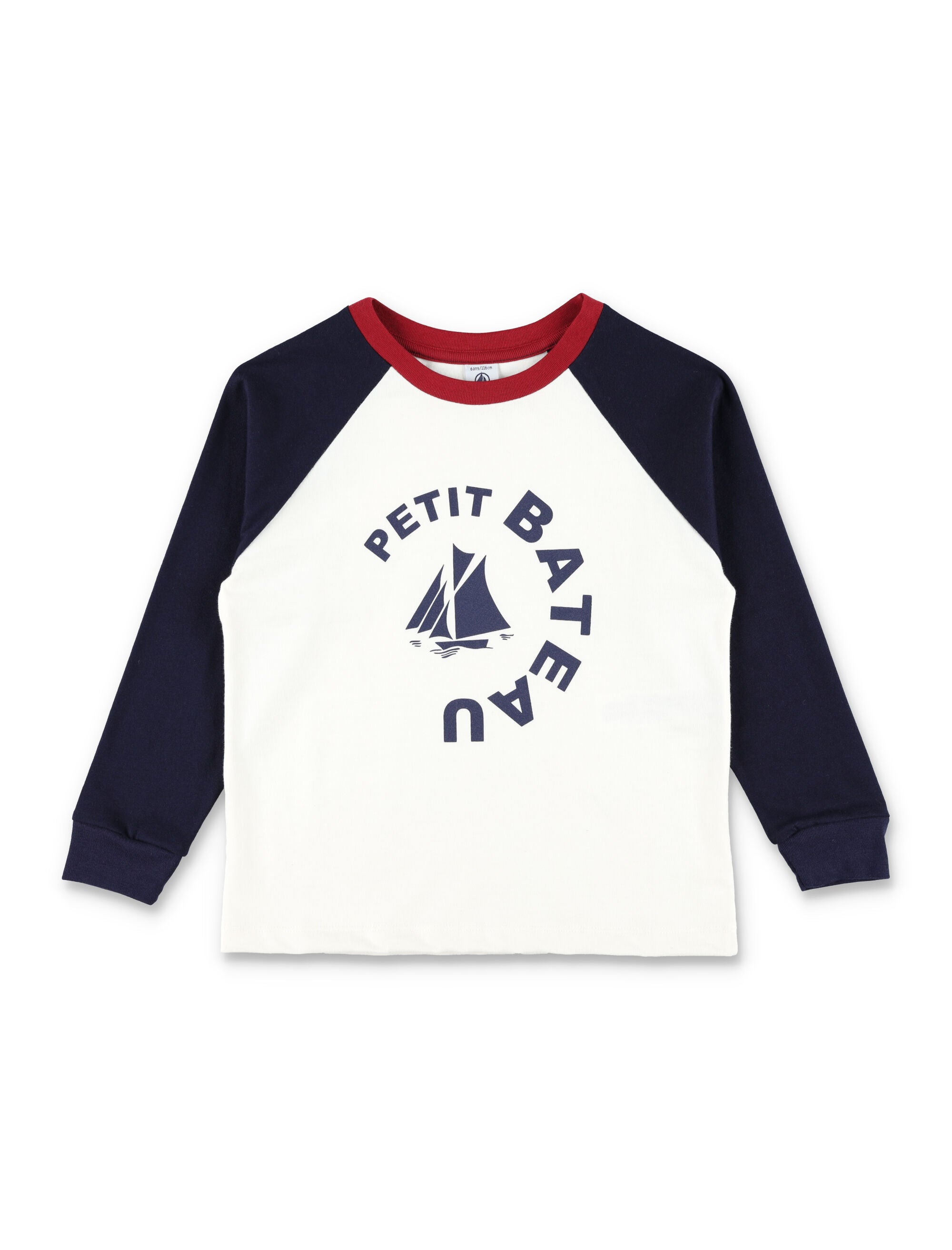 Petit Bateau boys long-sleeved cotton colourblock t-shirt White