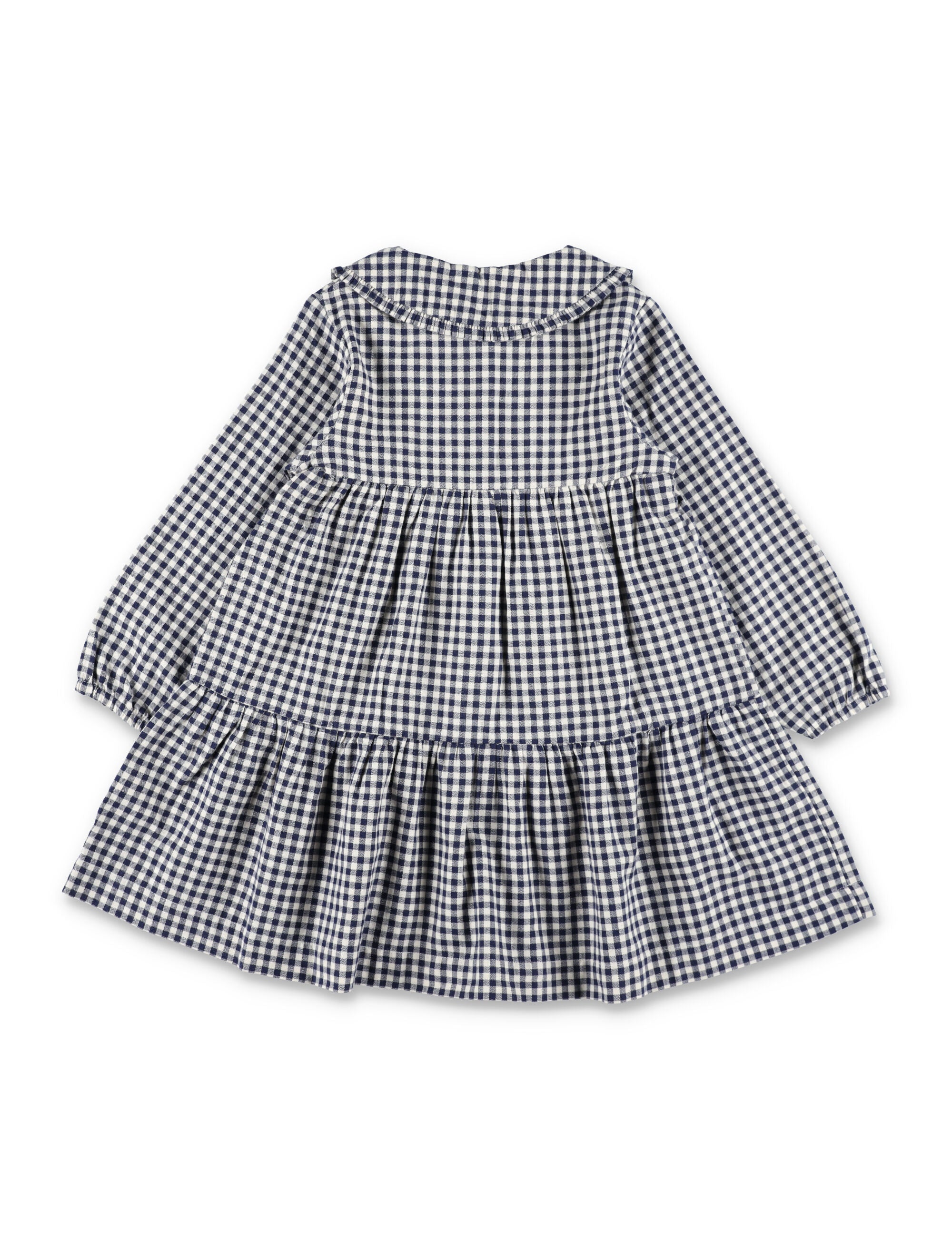 Petit Bateau Kids Checked Flannel Dress Blue White Check Cotton