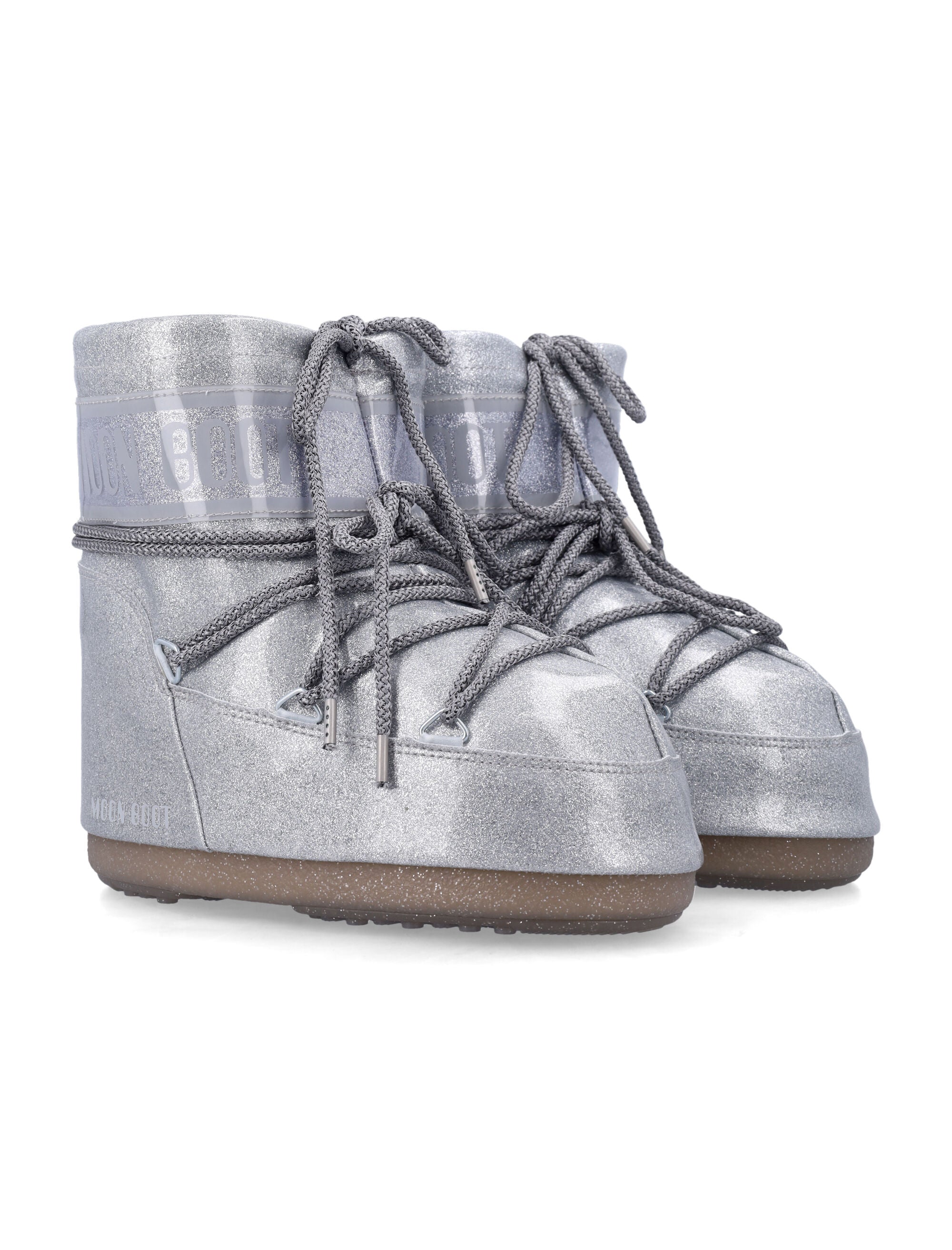 Moon Boot Icon Low Silver Glitter Kids Upper Polyurethane