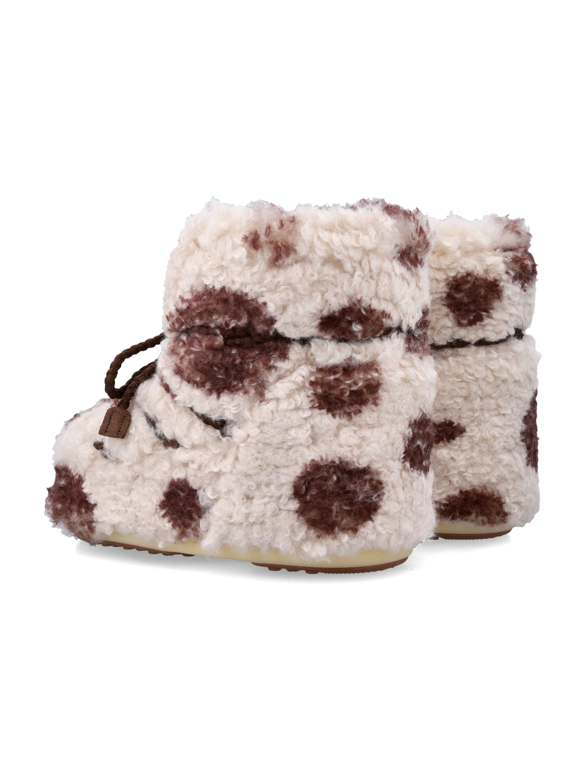 Moon Boot Icon Low Curly Brown Cow Print Upper Polyester