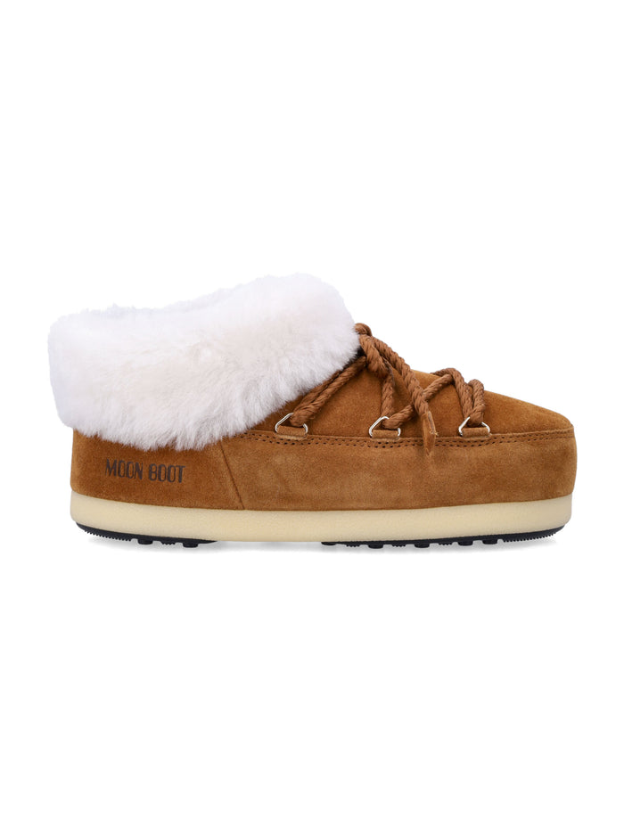 Moon Boot EVX suede mules with sheepskin trim Cognac Natural Upper