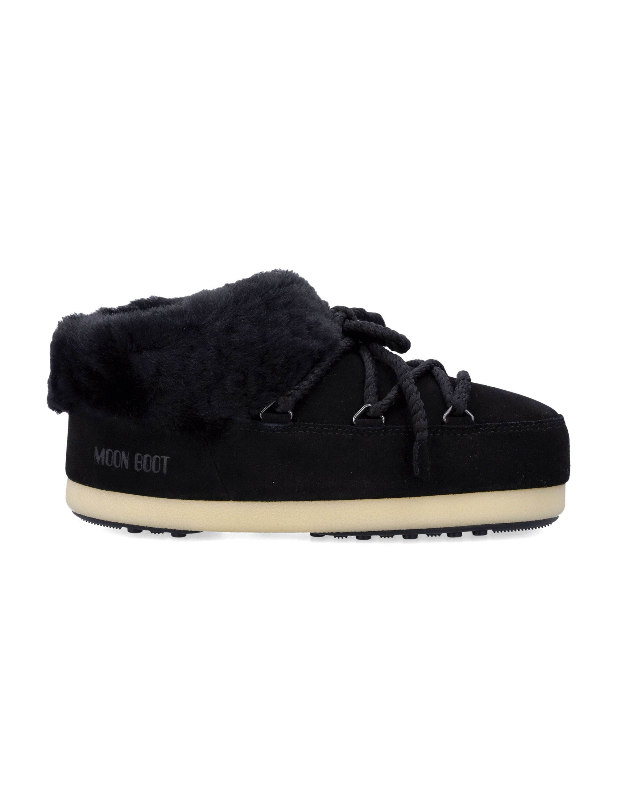 Moon Boot EVX suede mules with sheepskin trim Black Upper