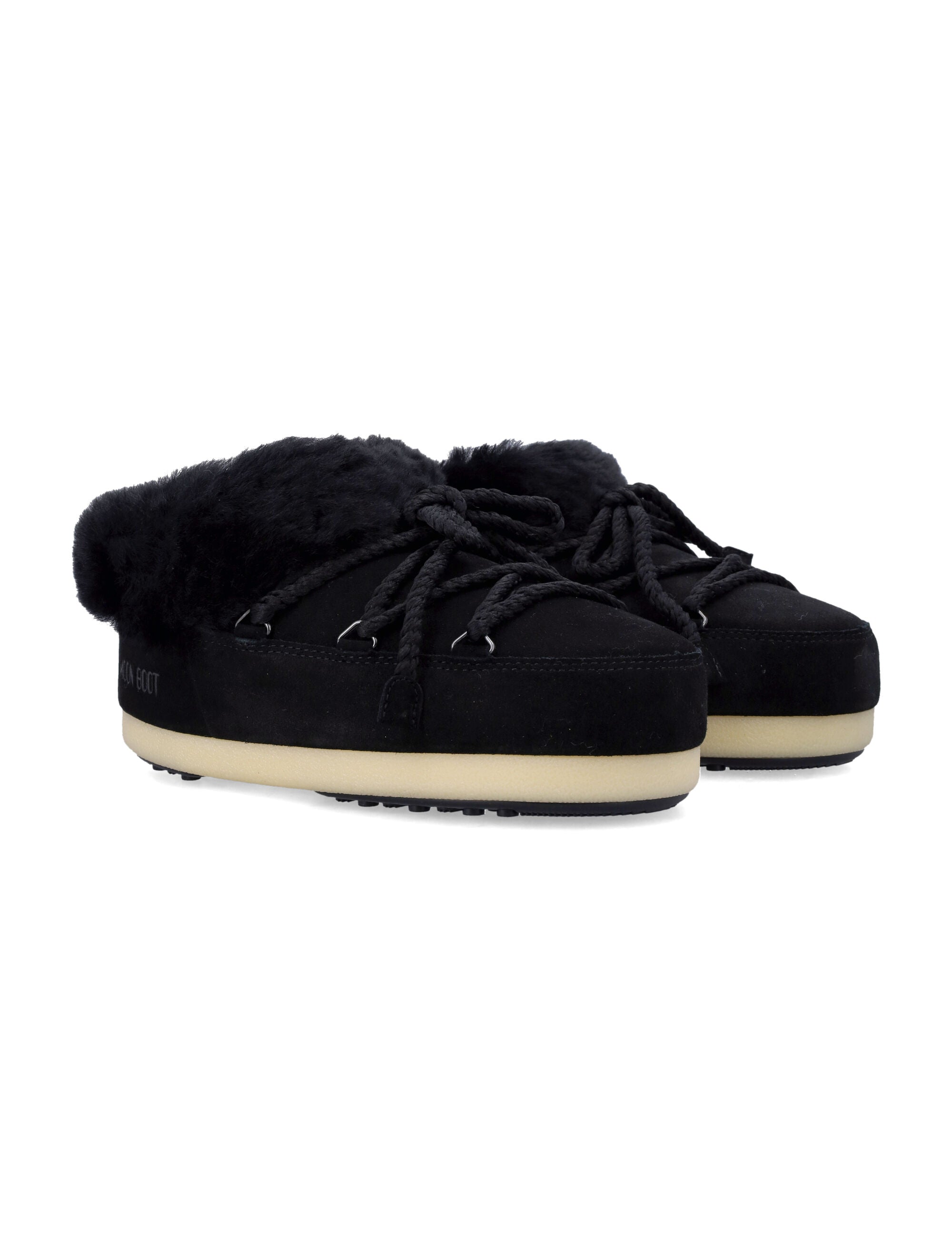 Moon Boot EVX suede mules with sheepskin trim Black Upper