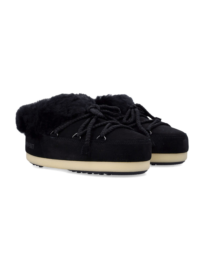 Moon Boot EVX suede mules with sheepskin trim Black Upper