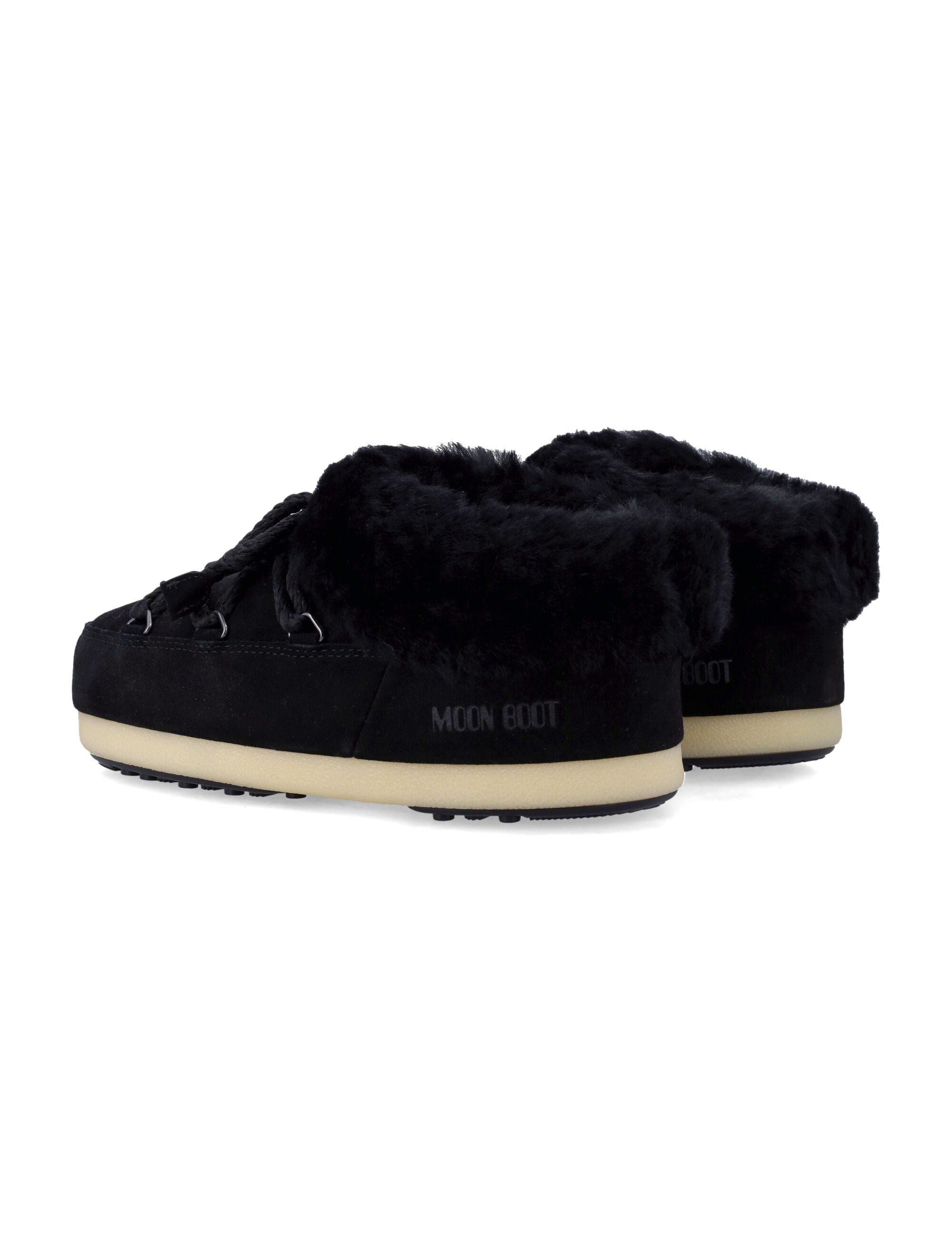 Moon Boot EVX suede mules with sheepskin trim Black Upper