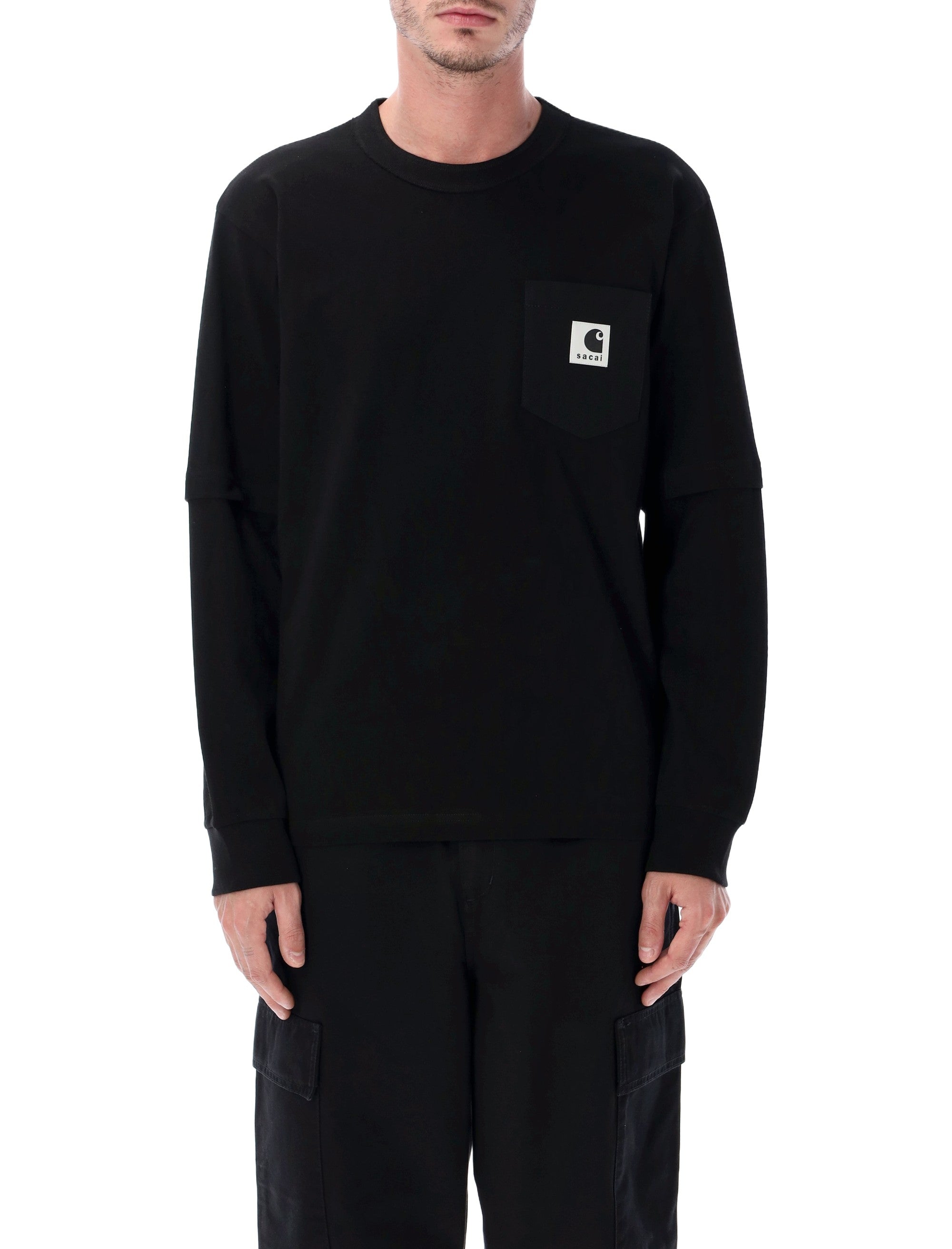 Sacai x Carhartt WIP cotton jersey long-sleeve T-shirt Black