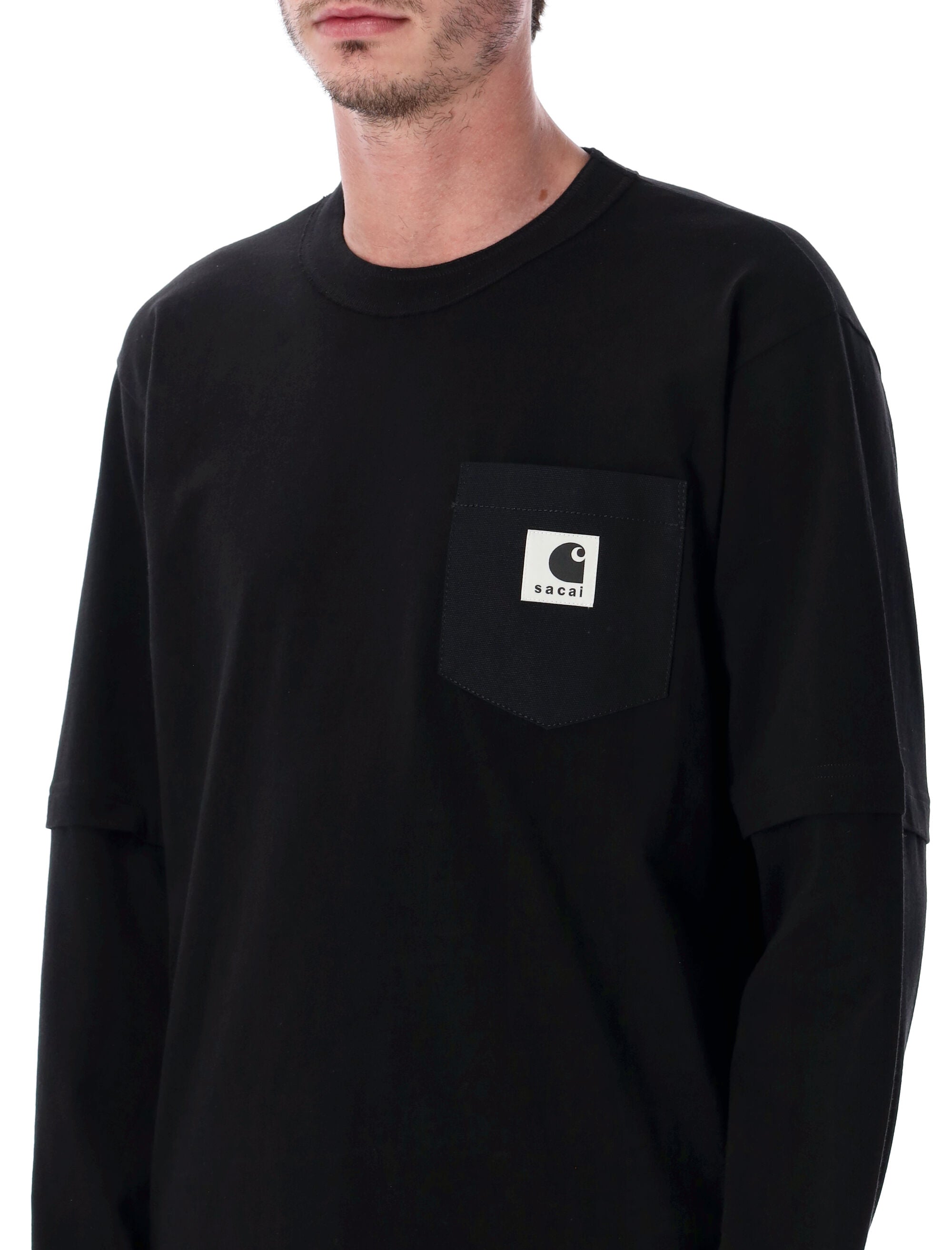 Sacai x Carhartt WIP cotton jersey long-sleeve T-shirt Black