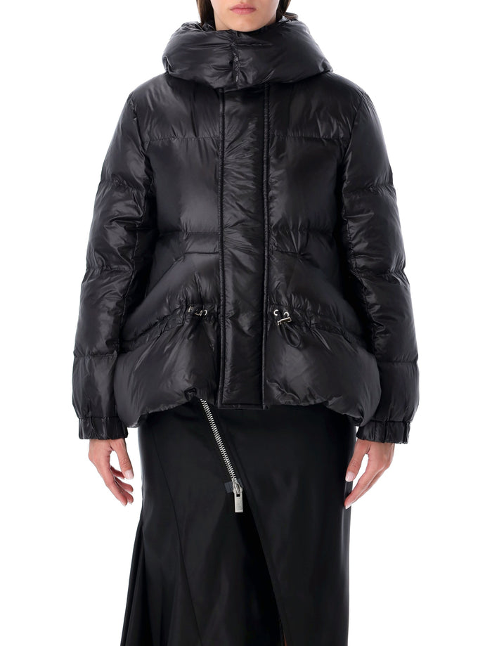 Sacai black hooded short padded puffer jacket Nylon Filling Down