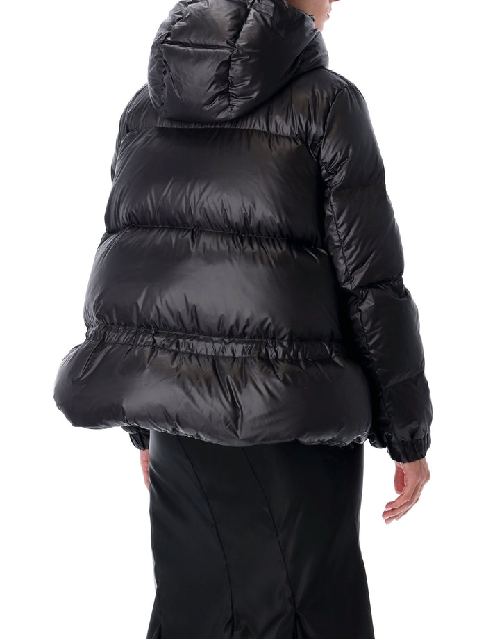 Sacai black hooded short padded puffer jacket Nylon Filling Down