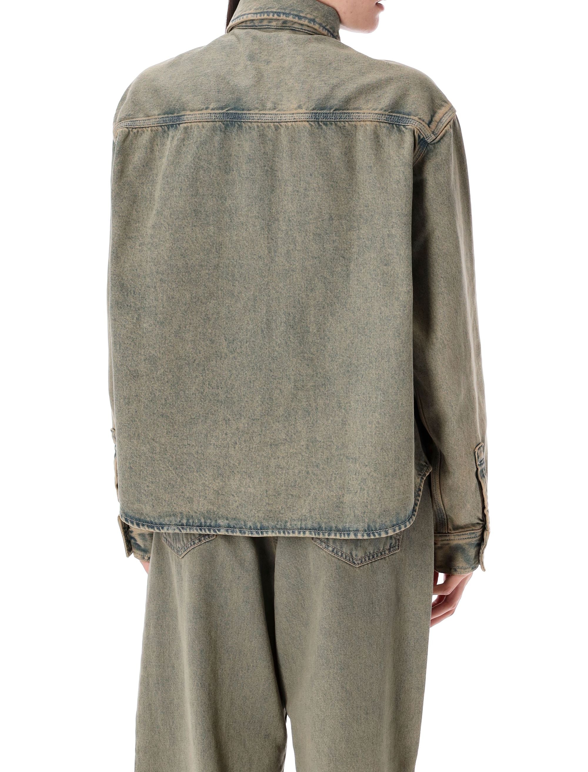 Georgia denim shirt jac Blue Leather Cotton Jacket