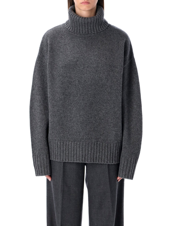 Rhea Heavy Grey Wool Turtleneck Sweater Mid