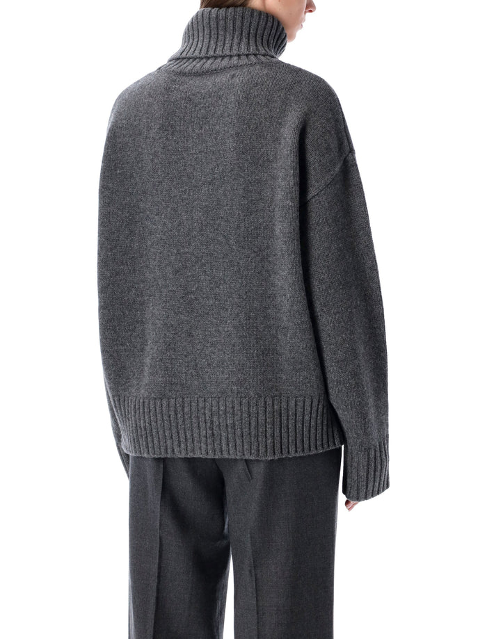 Rhea Heavy Grey Wool Turtleneck Sweater Mid