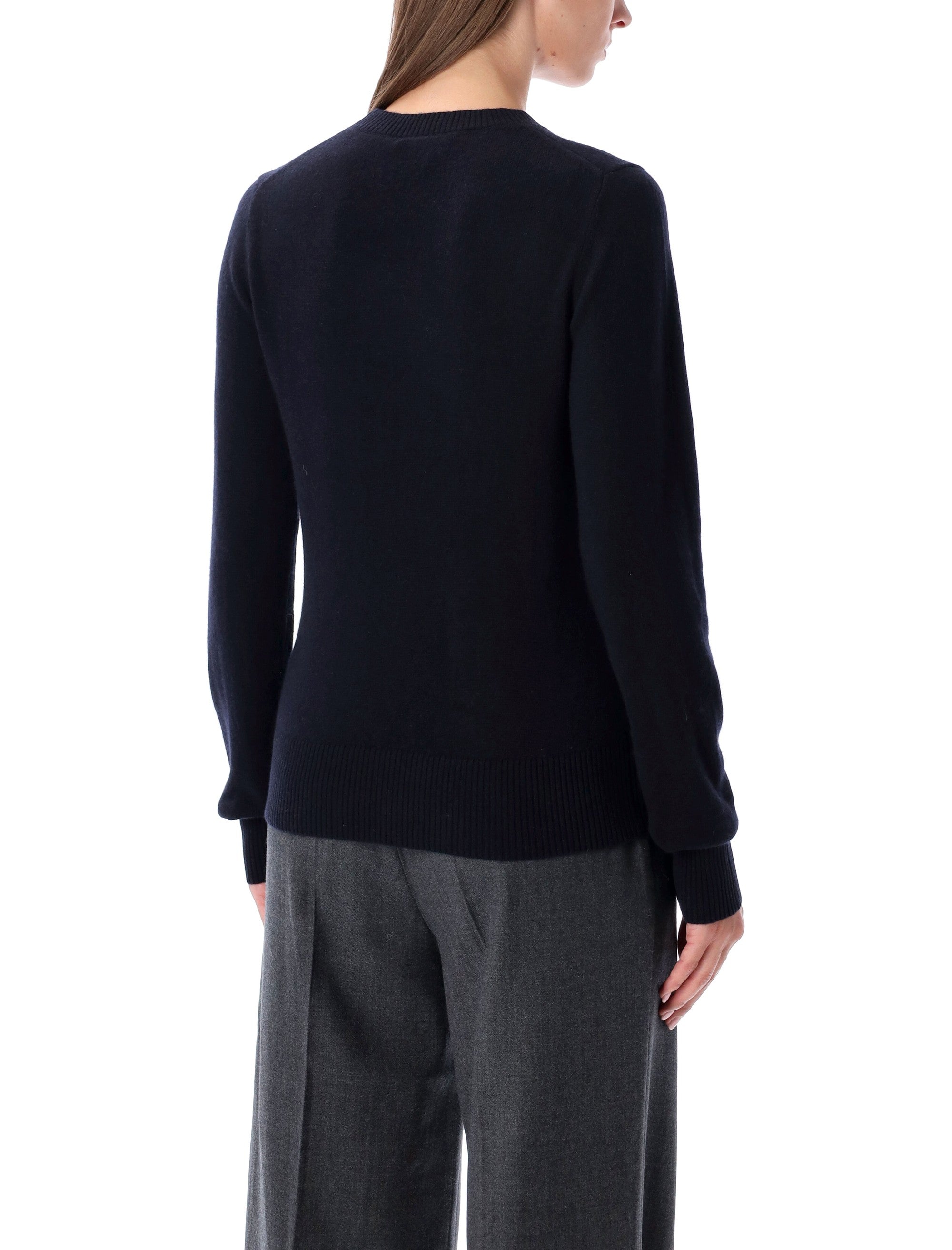 Rhea Navy Blue Wool Cashmere Crewneck Sweater