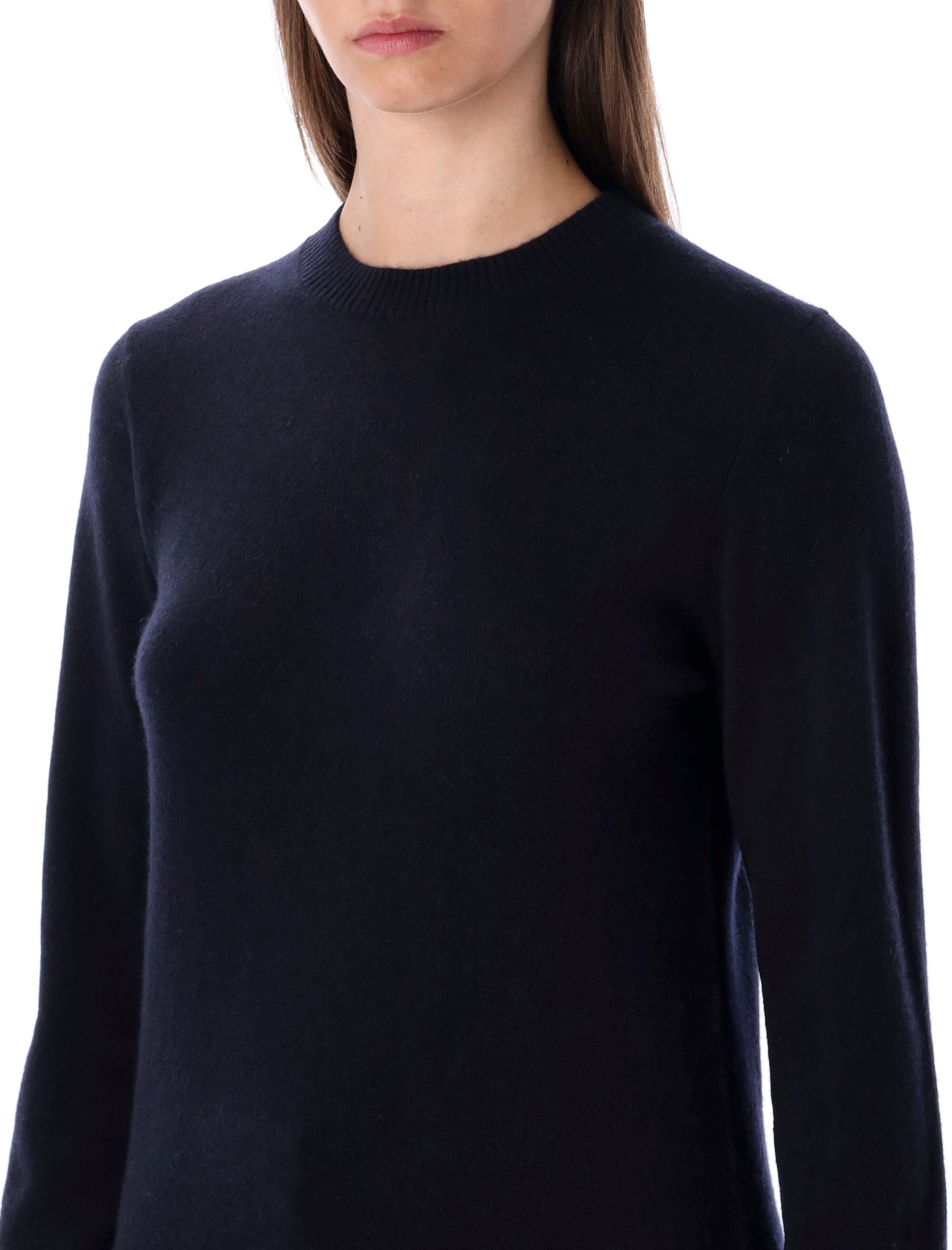 Rhea Navy Blue Wool Cashmere Crewneck Sweater