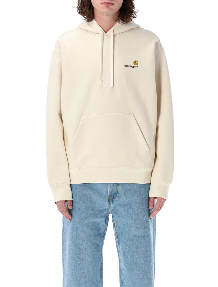 Hooded American Script Sweatshirt Natural Cotton