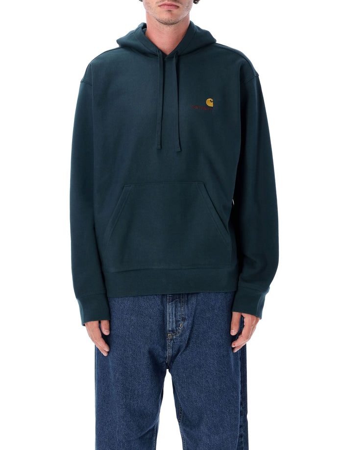 Hooded American Script Sweatshirt Deep Lagoon Cotton