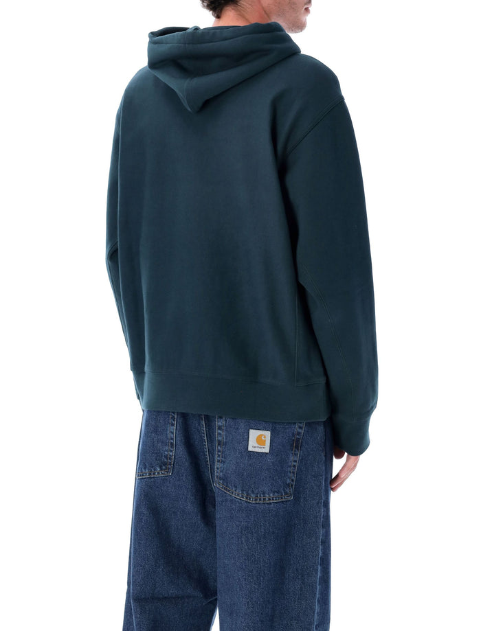 Hooded American Script Sweatshirt Deep Lagoon Cotton