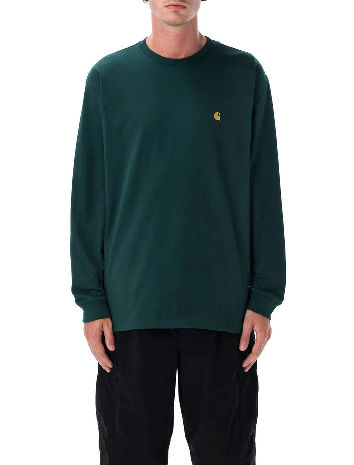 Carhartt Wip Cotton Chase Long Sleeve T-Shirt Dark Fir / Gold