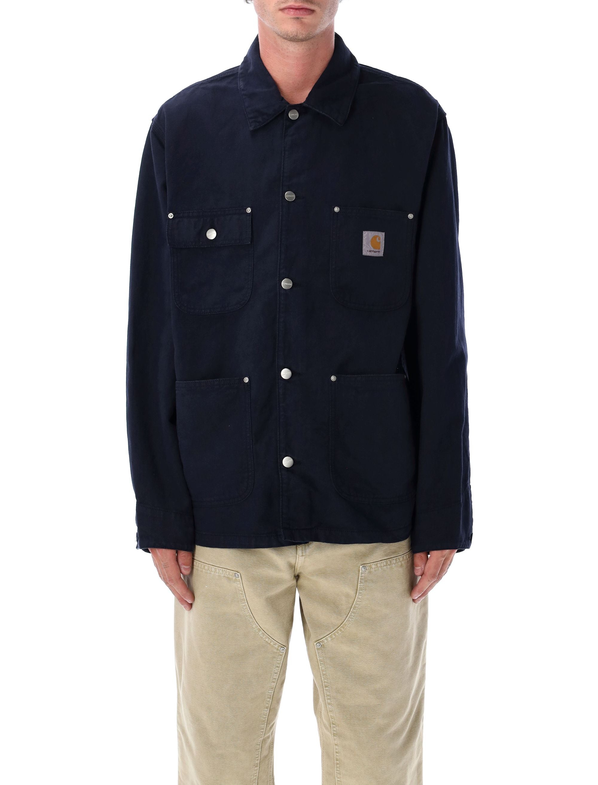 Walter Cotton-Linen Chore Coat Dark Navy Jacket