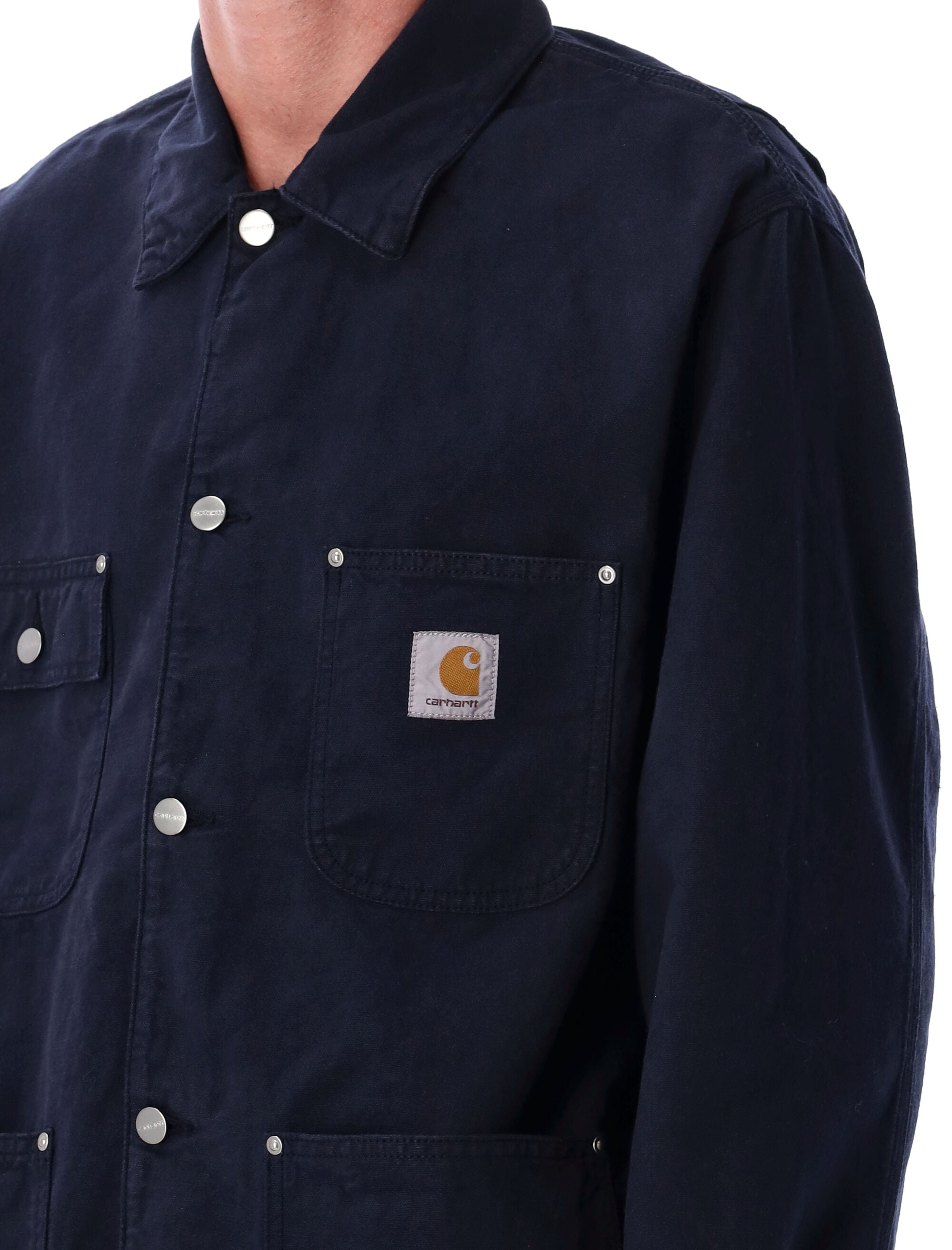 Walter Cotton-Linen Chore Coat Dark Navy Jacket