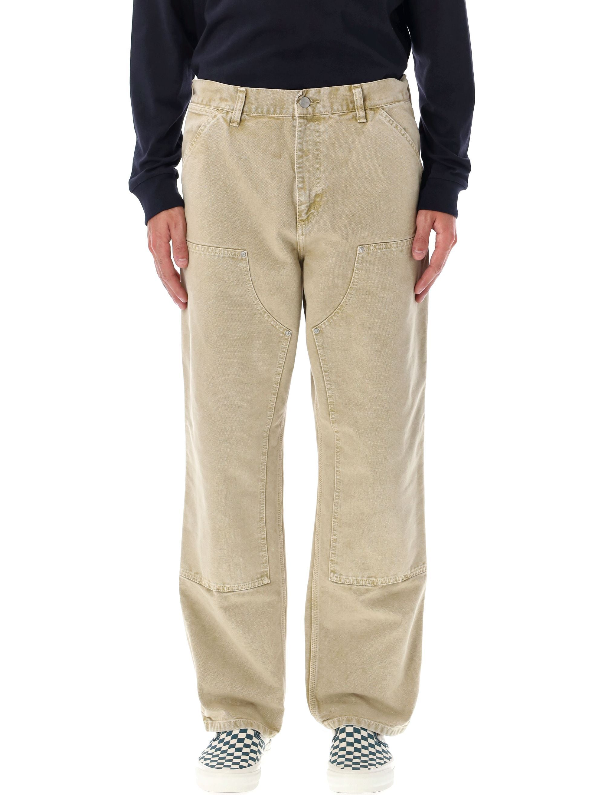 Double Knee Organic Canvas Pants Dusty H Brown Cotton