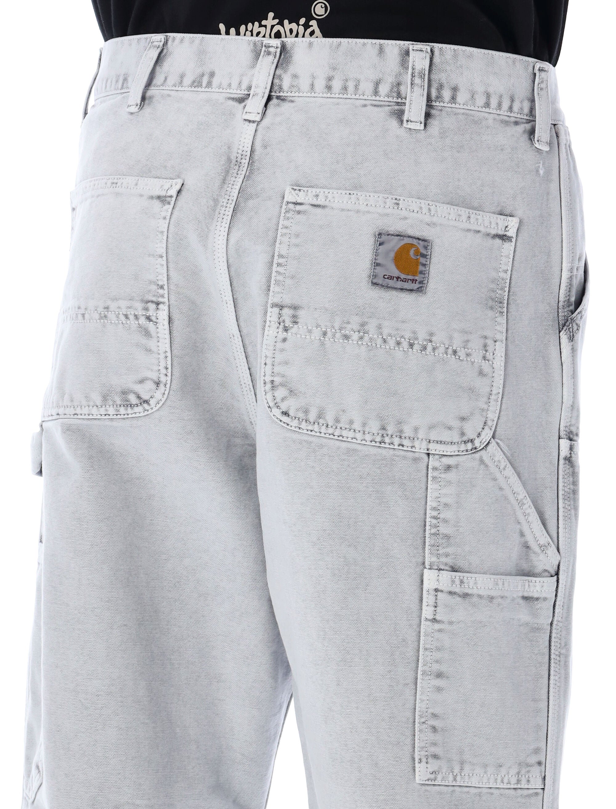 Double Knee Organic Canvas Pants Black Cotton