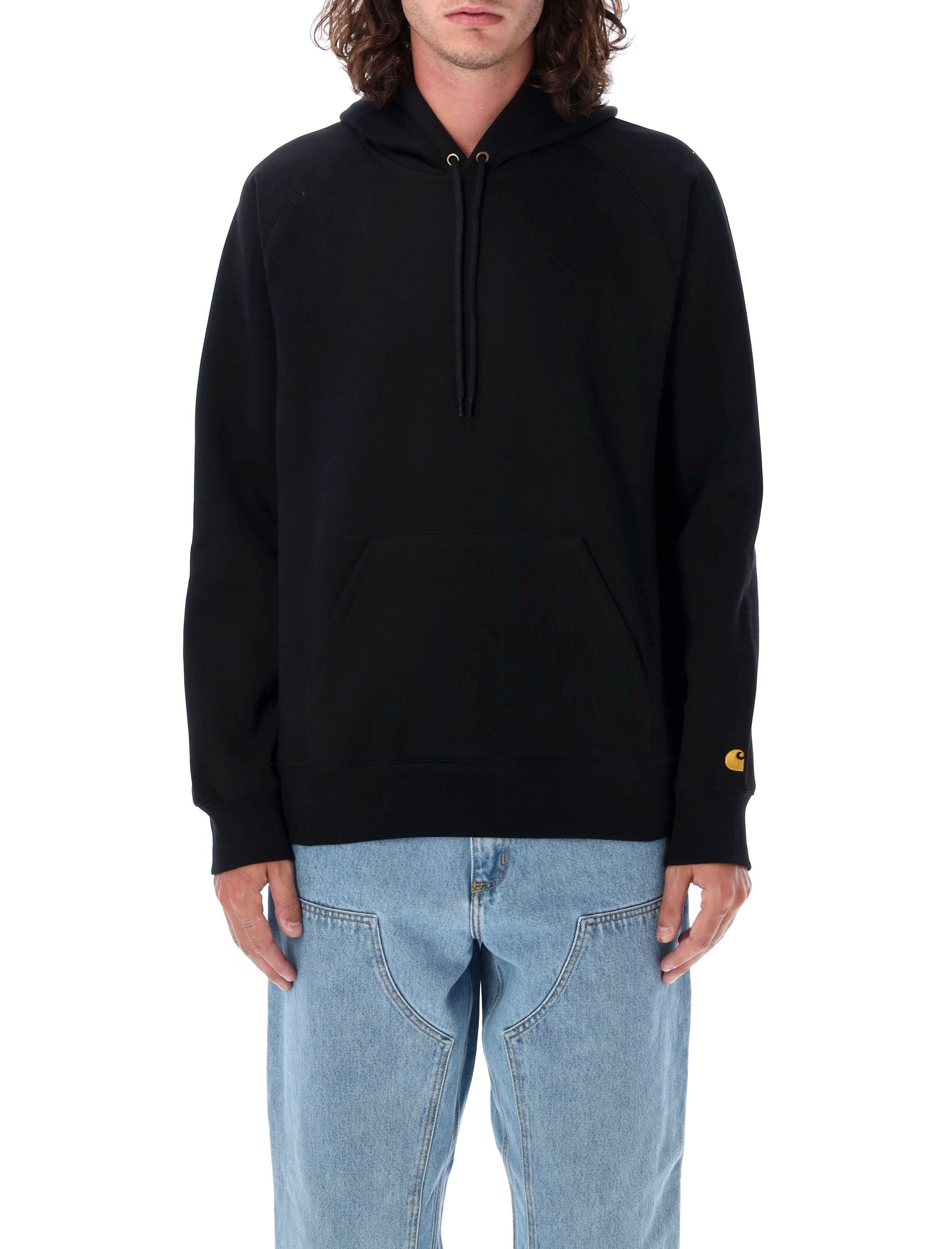Carhartt WIP Chase hoodie with embroidered logo Black / Gold Cotton Sweatshirt