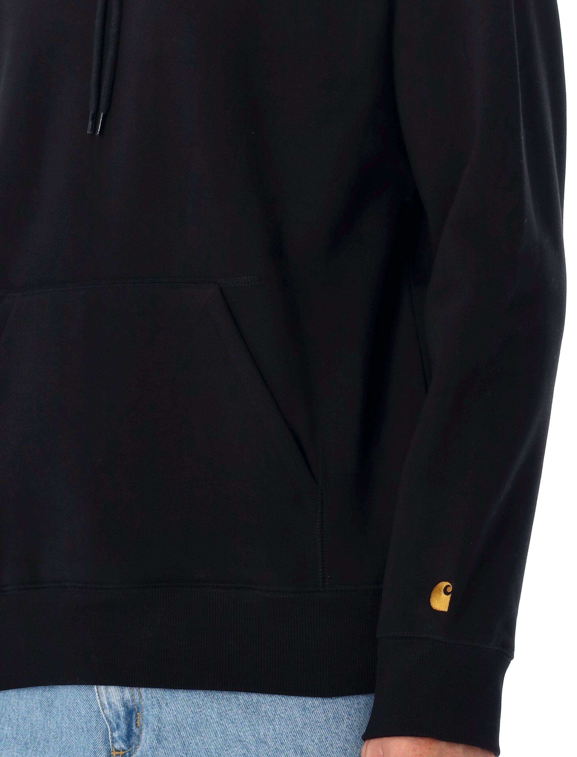 Carhartt WIP Chase hoodie with embroidered logo Black / Gold Cotton Sweatshirt