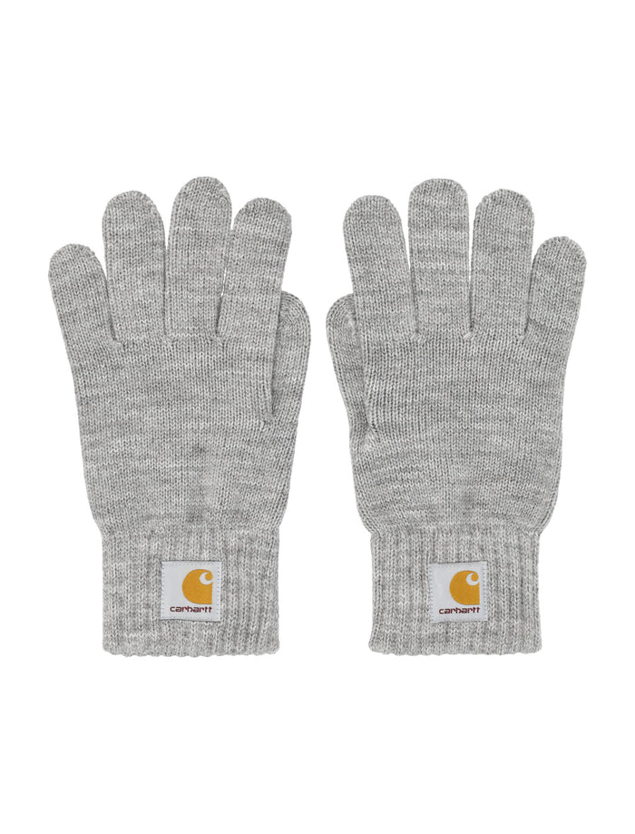 Carhartt WIP Watch gloves with ribbed cuffs Grey Heather Acrylic