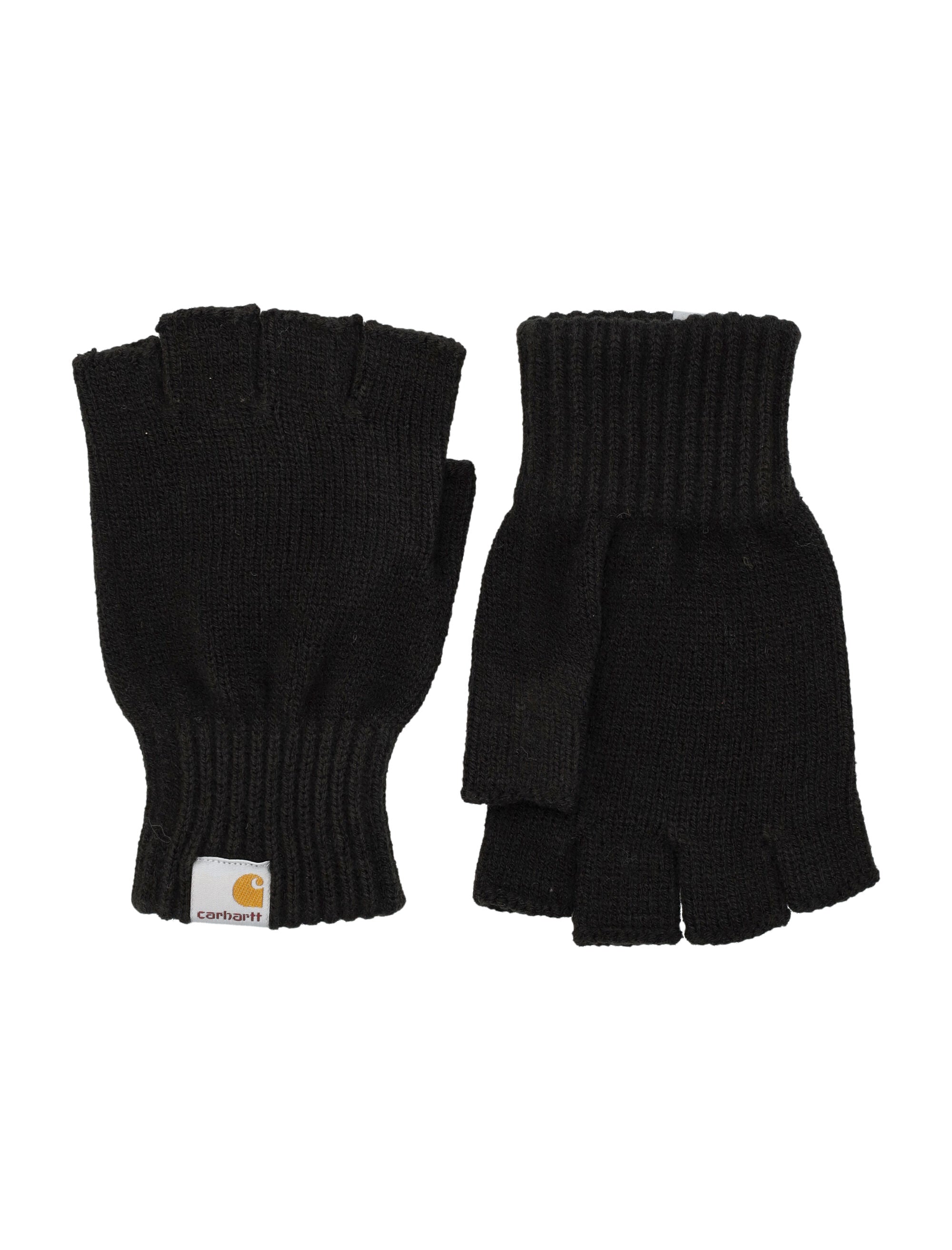 Carhartt WIP Logo fingerless knit mittens Black Acrylic Glove