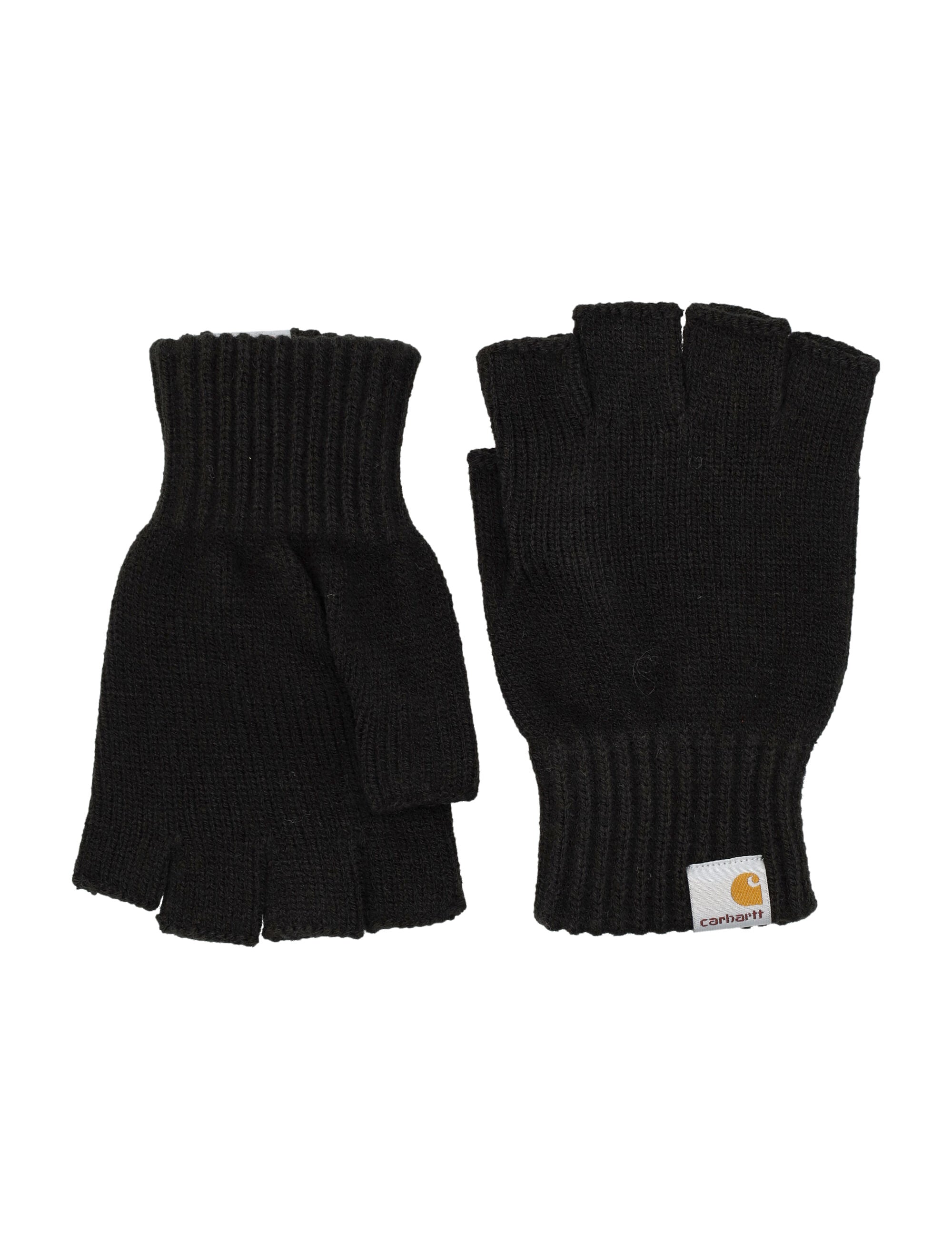 Carhartt WIP Logo fingerless knit mittens Black Acrylic Glove