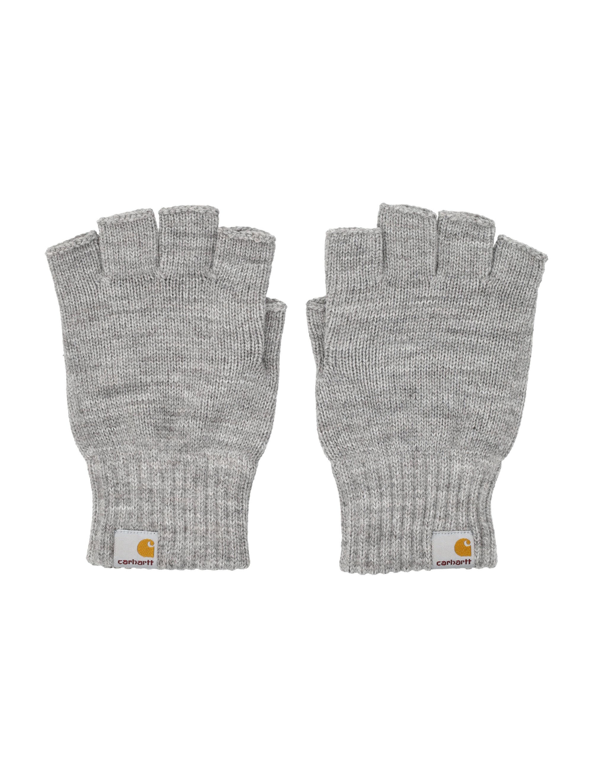Carhartt WIP Logo fingerless knit mittens Grey Heather Acrylic Glove