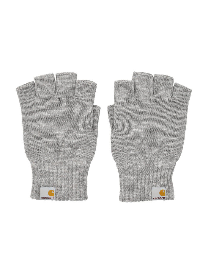 Carhartt WIP Logo fingerless knit mittens Grey Heather Acrylic Glove