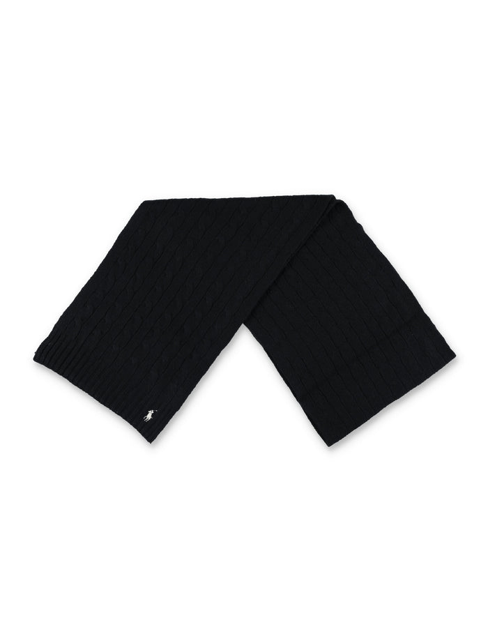 Polo Ralph Lauren Cable Wool-Cashmere Scarf Black