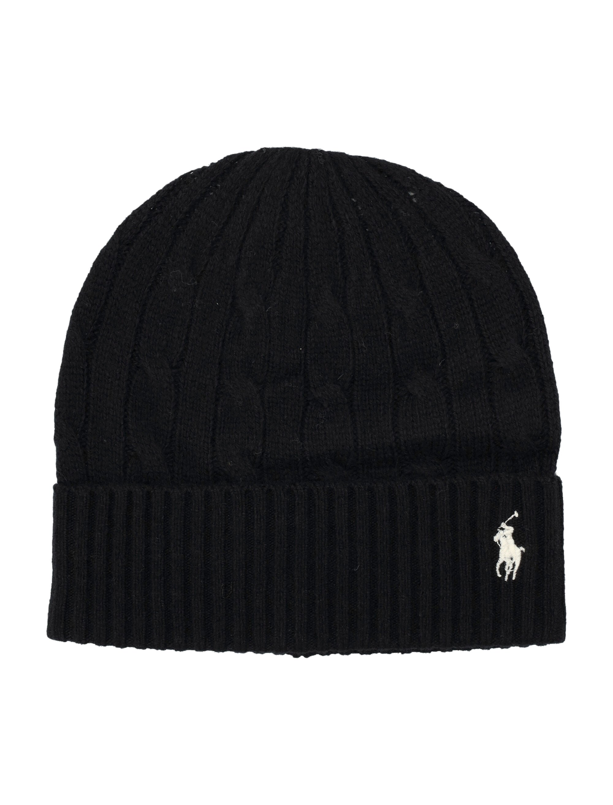 Polo Ralph Lauren Cable Wool-Cashmere Beanie Black Hat