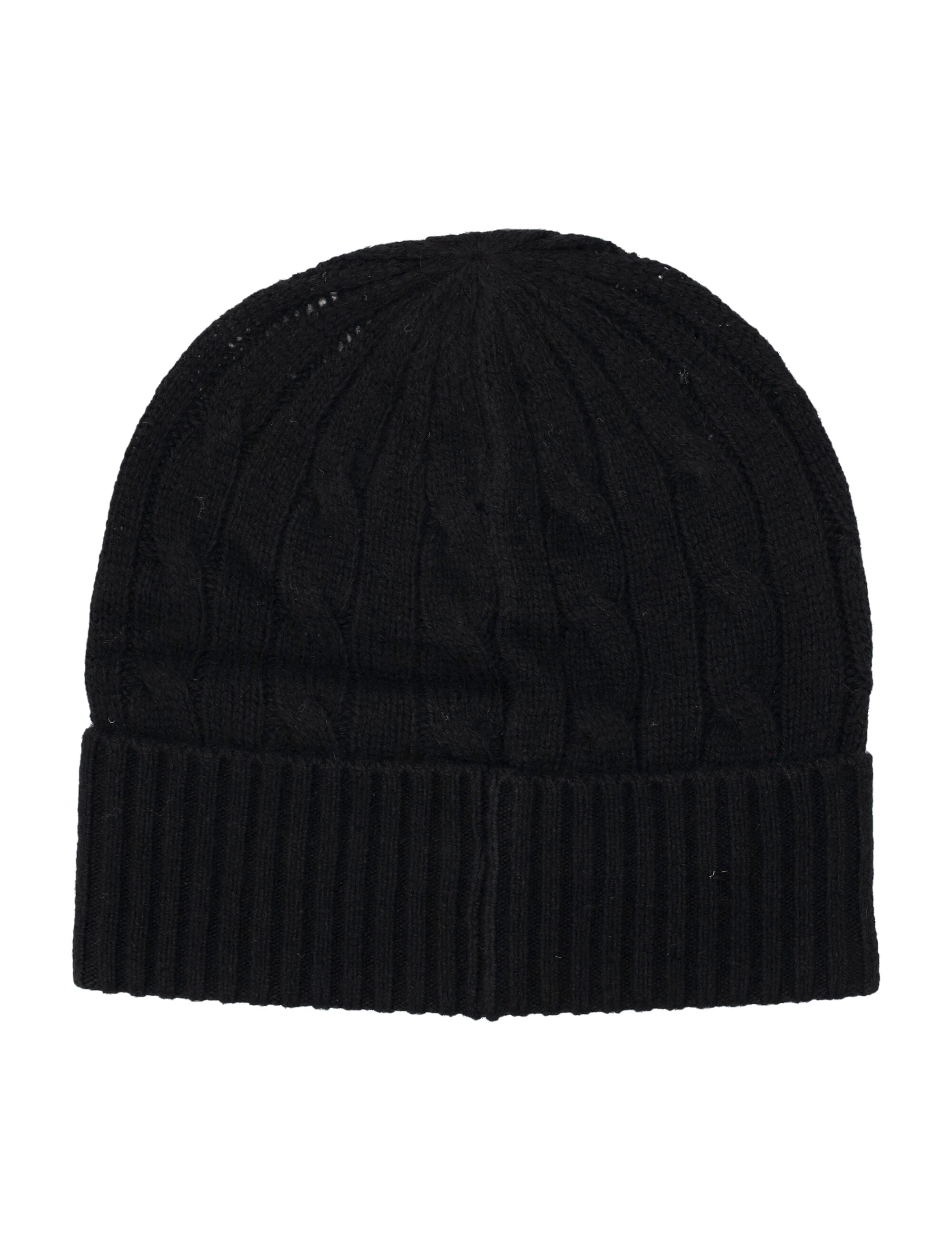 Polo Ralph Lauren Cable Wool-Cashmere Beanie Black Hat