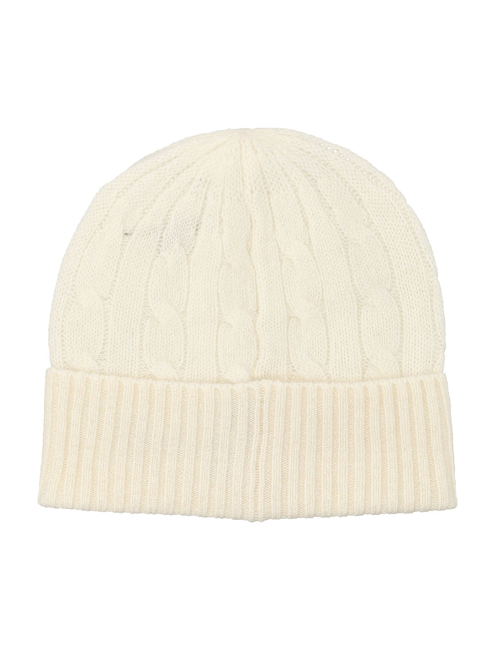 Polo Ralph Lauren Cable Wool-Cashmere Beanie Cream Hat